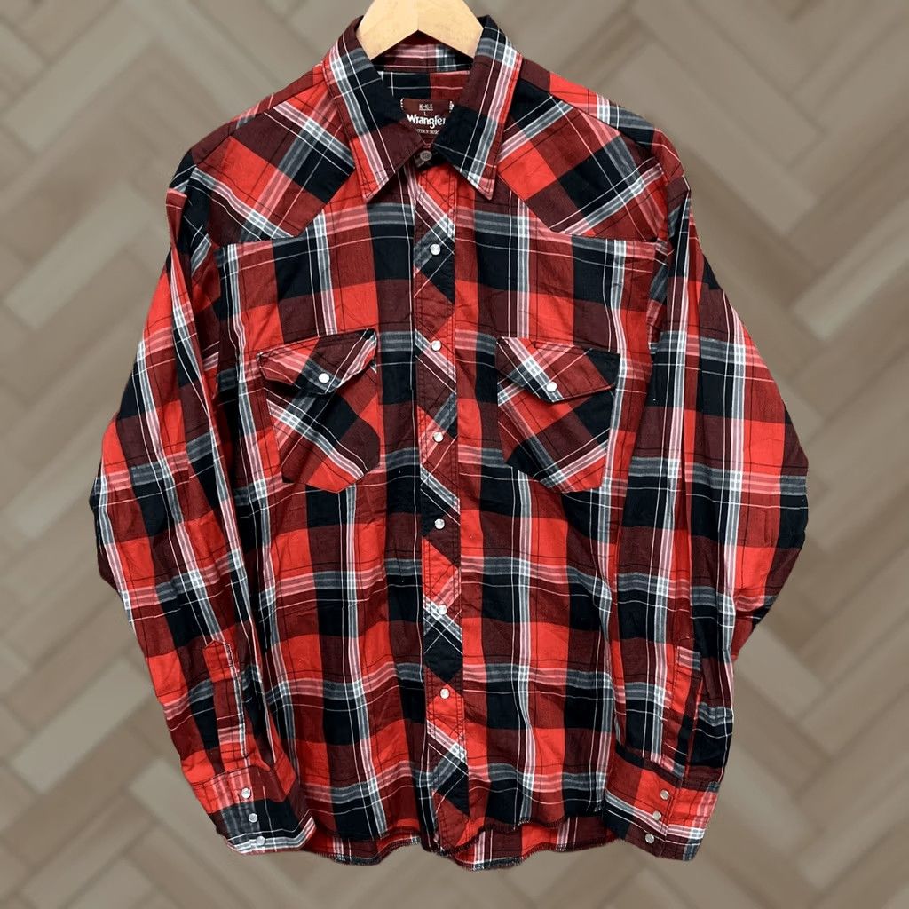 Wrangler Wrangler Men’s Red Plaid Pearl Snap Long Sleeve Shirt Size L Western Size US L / EU 52-54 / 3 - 1 Thumbnail
