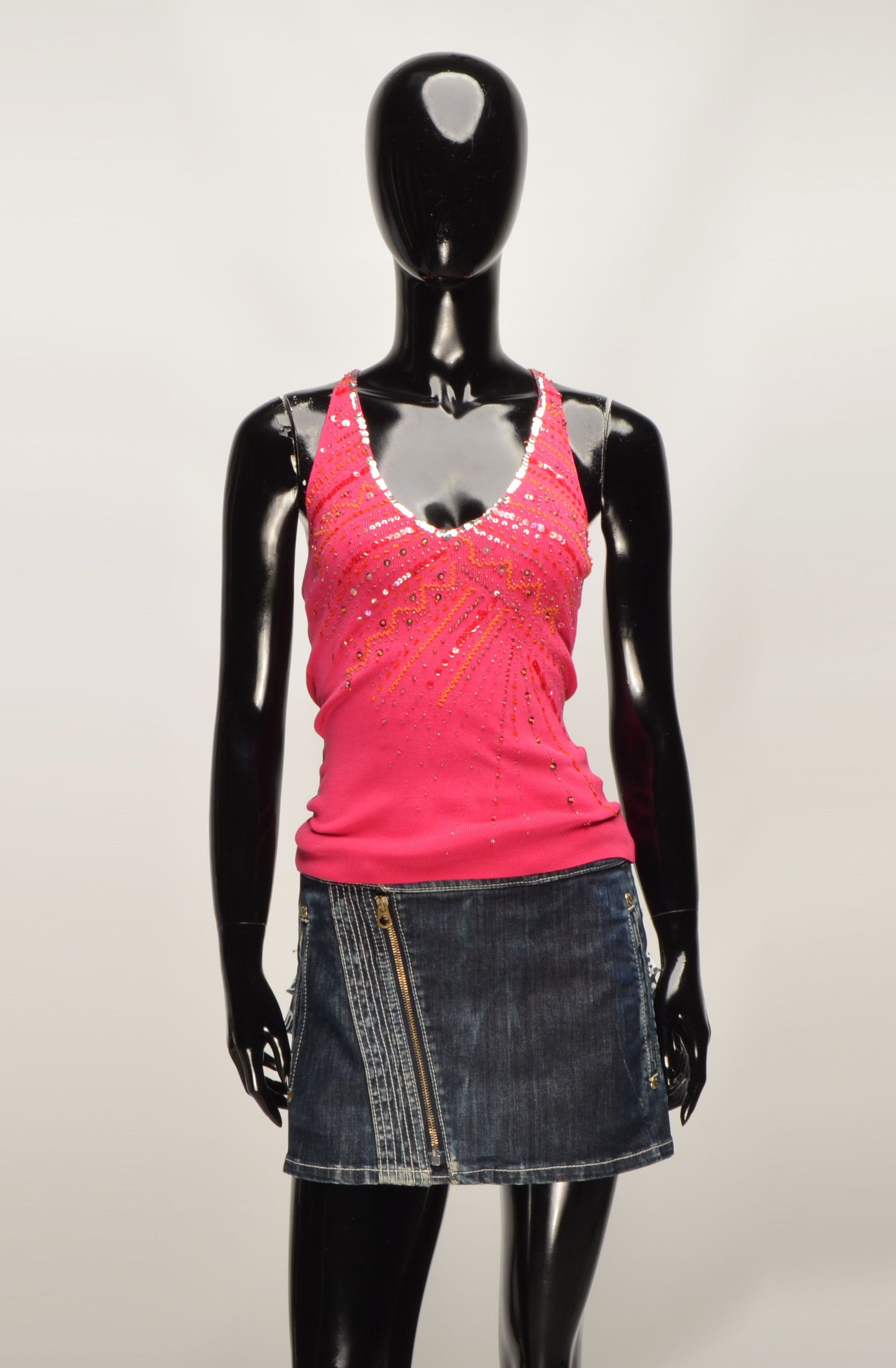 NEXT Vintage Next Y2K Glam Pink Beaded V-Neck Top Size S / US 4 / IT 40 - 1 Thumbnail