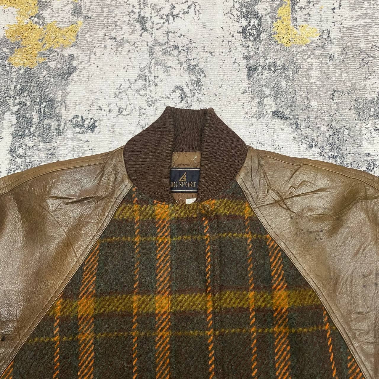Vintage Z233 VTG GIO SPORTS TARTAN WOOL LEATHER VARSITY Size US S / EU 44-46 / 1 - 4 Thumbnail