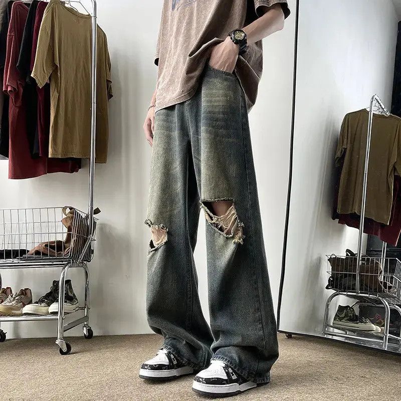 Japanese Brand Retro loose wide leg straight leg jeans Size US 30 / EU 46 - 2 Thumbnail