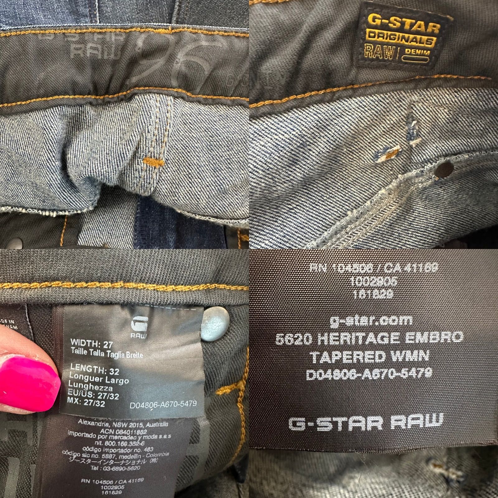 Vintage G-Star Raw 5620 Heritage Jeans Dark Wash Paint Splatter Womens Jeans Slim Motorcycle Grunge 27 Womens Size 27" / US 4 / IT 40 - 9 Thumbnail