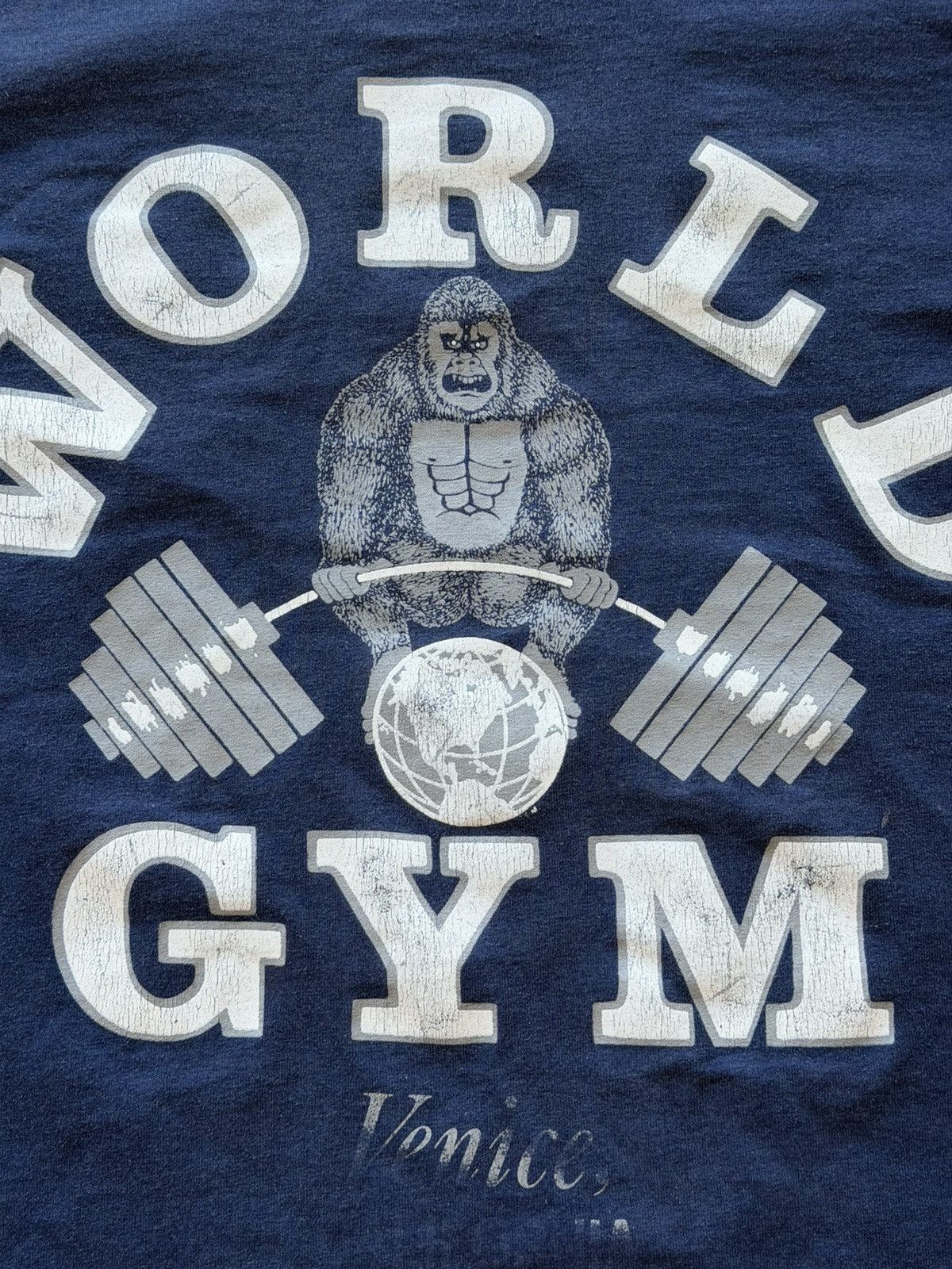 Vintage *RARE* 1980s 90s VINTAGE WORLD GYM GORILLA NAVY BODYBUILDING Size US XXL / EU 58 / 5 - 6 Thumbnail