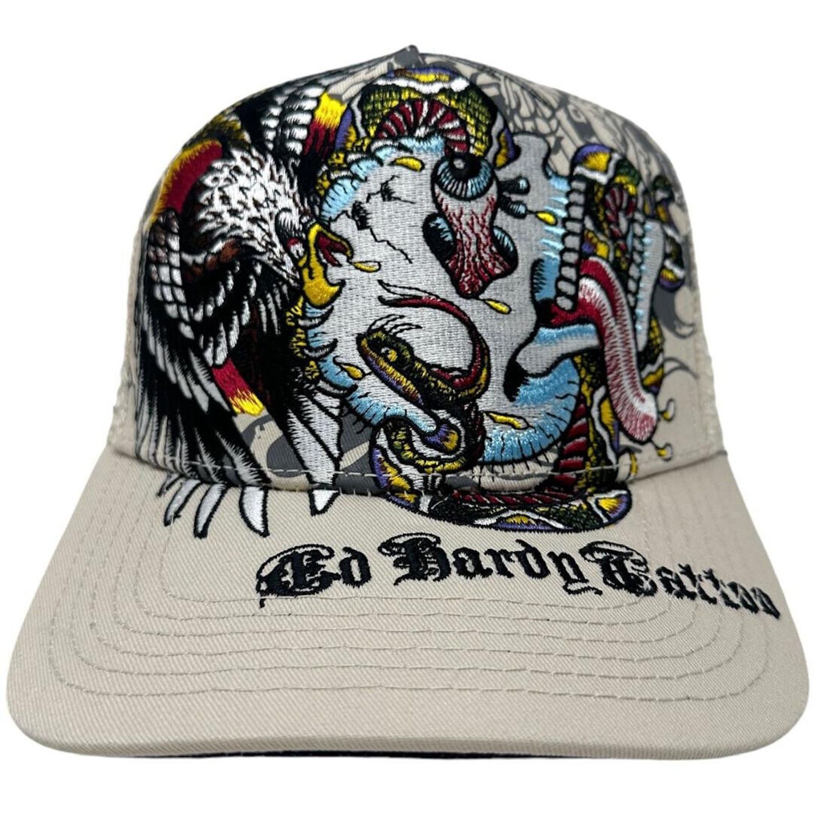 Ed Hardy Ed Hardy Trucker Hat Embroidered Tattoo Battle Skull Cap Size ONE SIZE - 1 Thumbnail