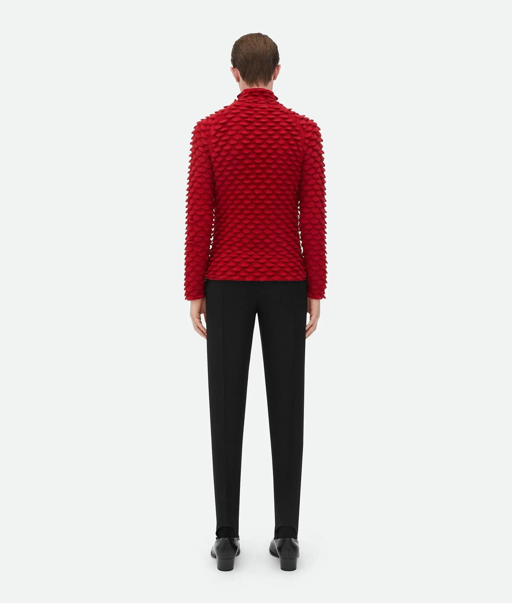 Bottega Veneta o1s1rm0925 Fish Scale Wool Sweater in Red Size US XS / EU 42 / 0 - 3 Thumbnail