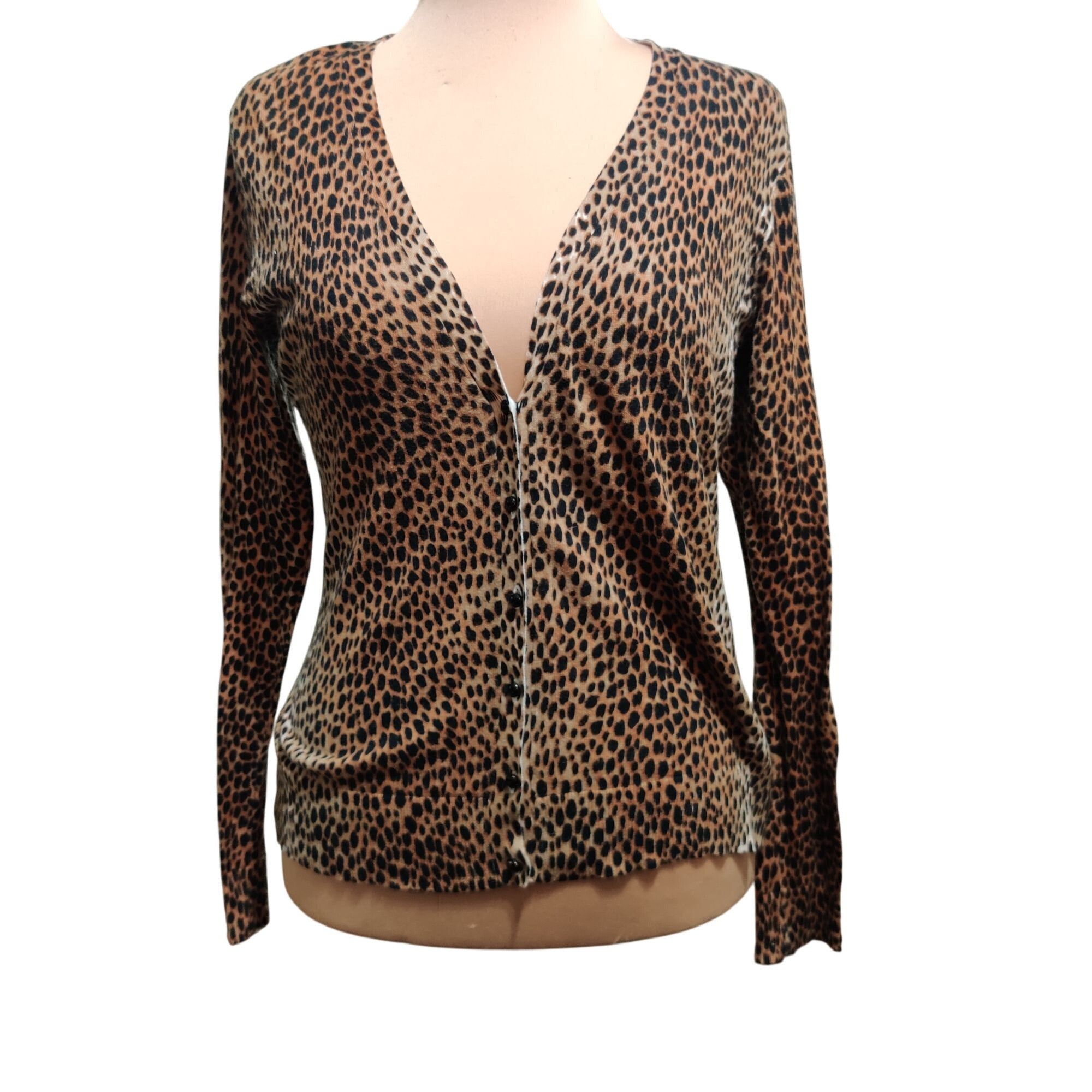 Other New York Company L Leopard Print Button Front V Neck Long Sl Size L / US 10 / IT 46 - 1 Thumbnail