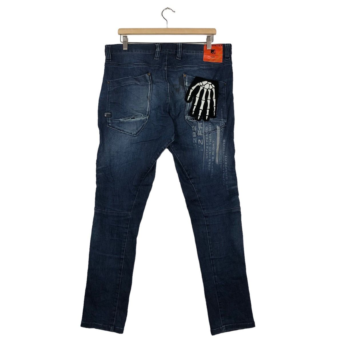 Japanese Brand 🔥PUNK DESIGN DISTRESSED DENIM JEANS I’Z FRONTIER JAPAN Size US 35 - 5 Thumbnail