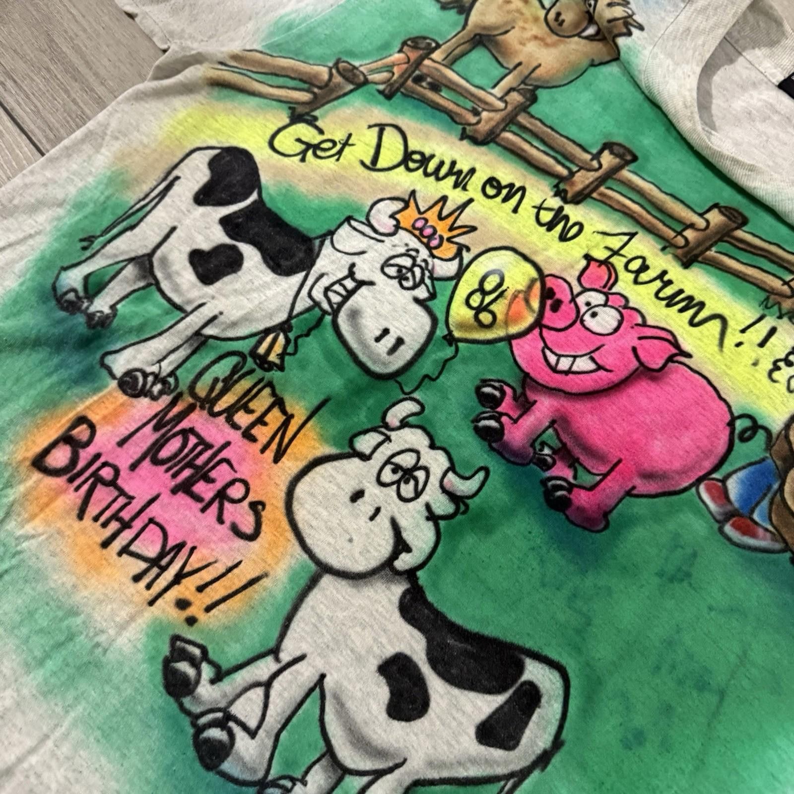 Fruit Of The Loom Vintage 90s Airbrush Farm Animals Tee Family Reunion USA L Size US L / EU 52-54 / 3 - 8 Thumbnail