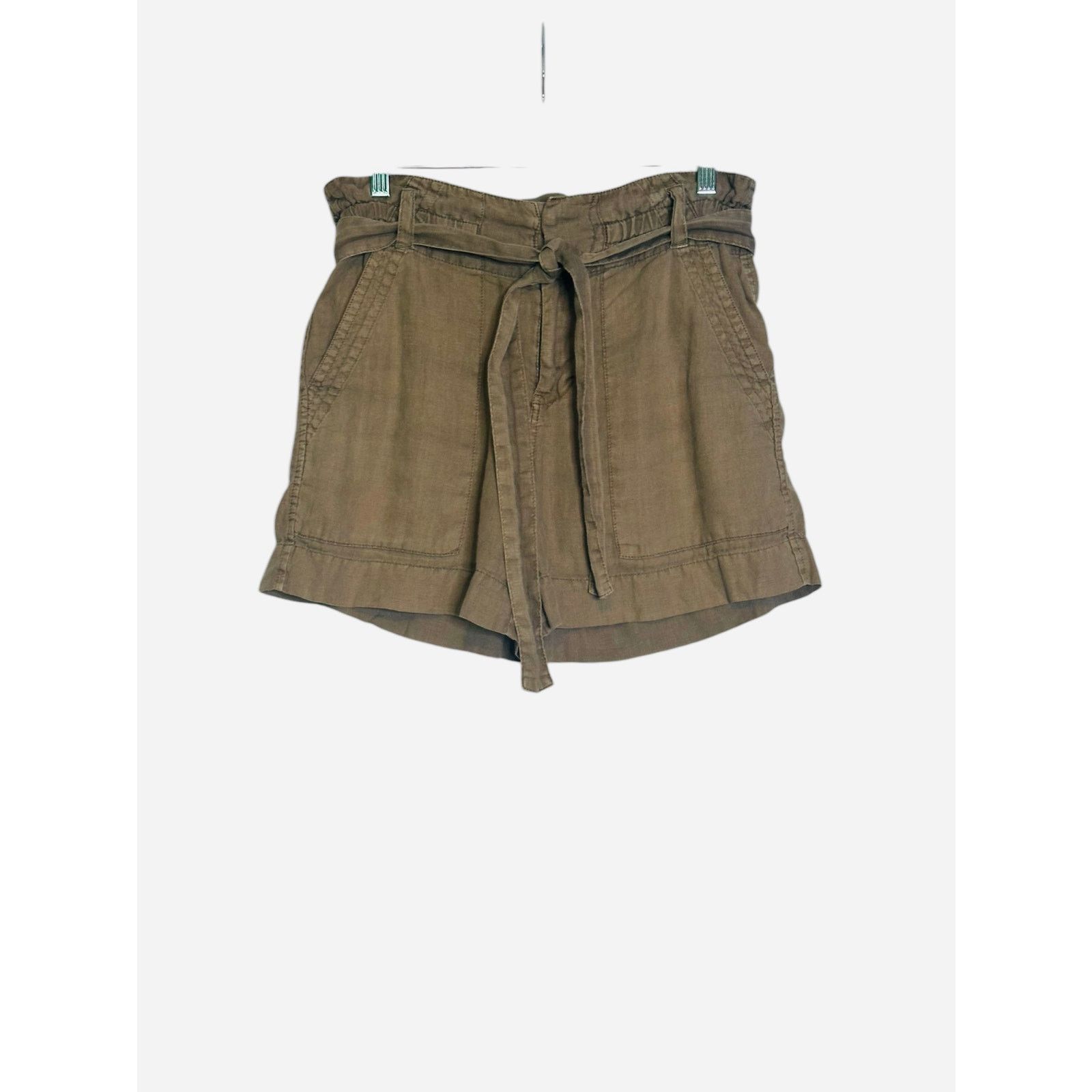 Joie Joie Greenish Beige Linen Paper Bag Tie Waist Shorts size 2 Size 26" / US 2 / IT 38 - 9 Thumbnail