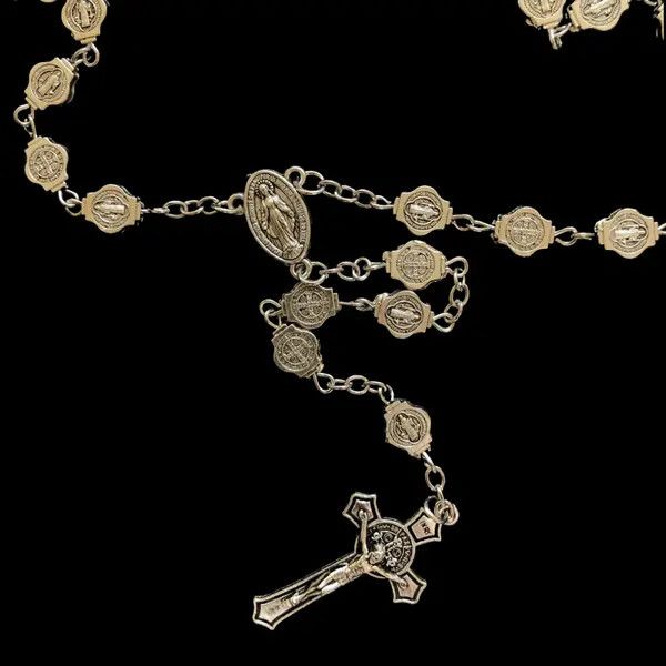 VIBE Saint Benedict Rosary Necklace Chain Catholic Church Jesus Size ONE SIZE - 5 Thumbnail