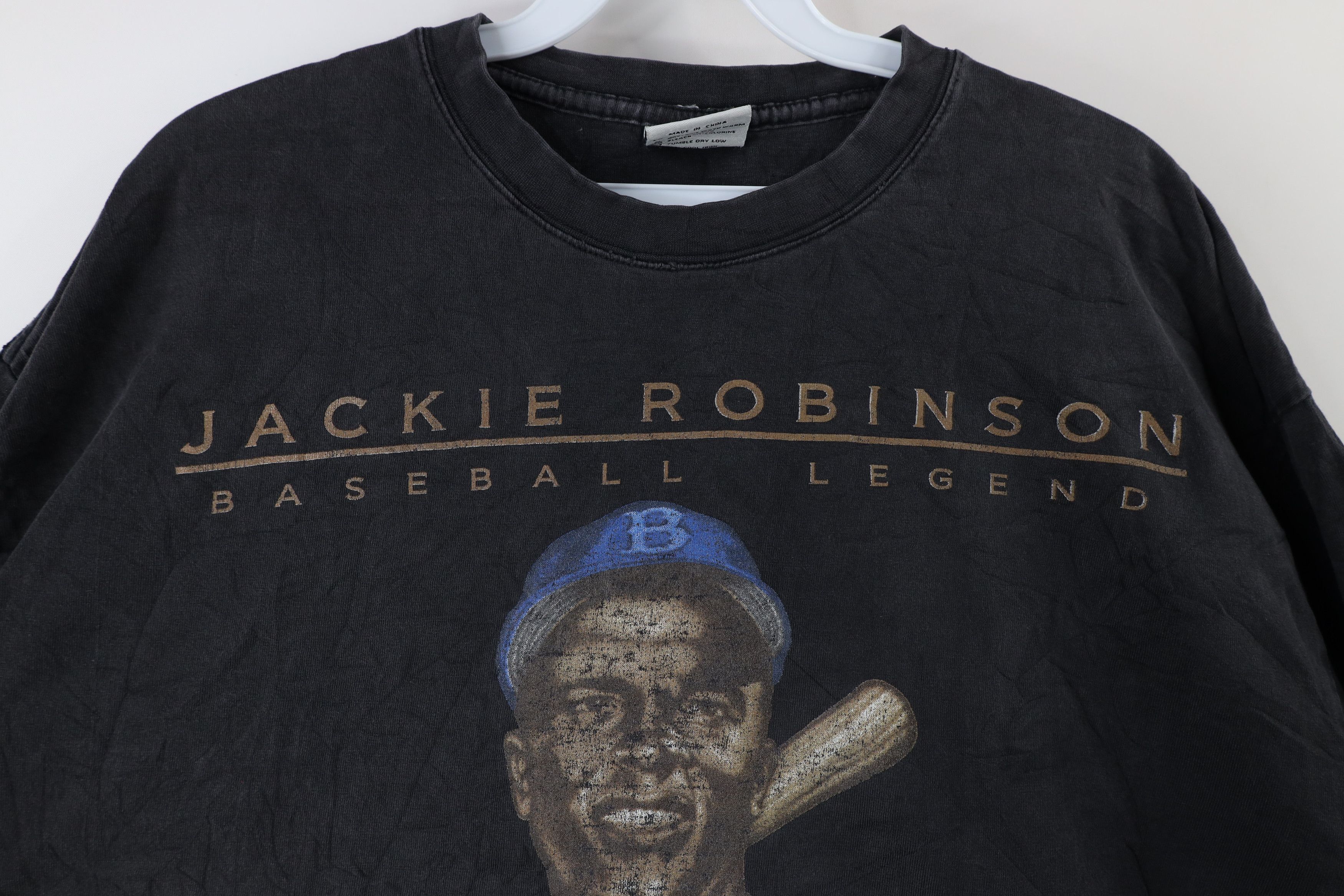 Vintage Vintage 90s Jackie Robinson Baseball Long Sleeve T-Shirt Size US XL / EU 56 / 4 - 4 Thumbnail