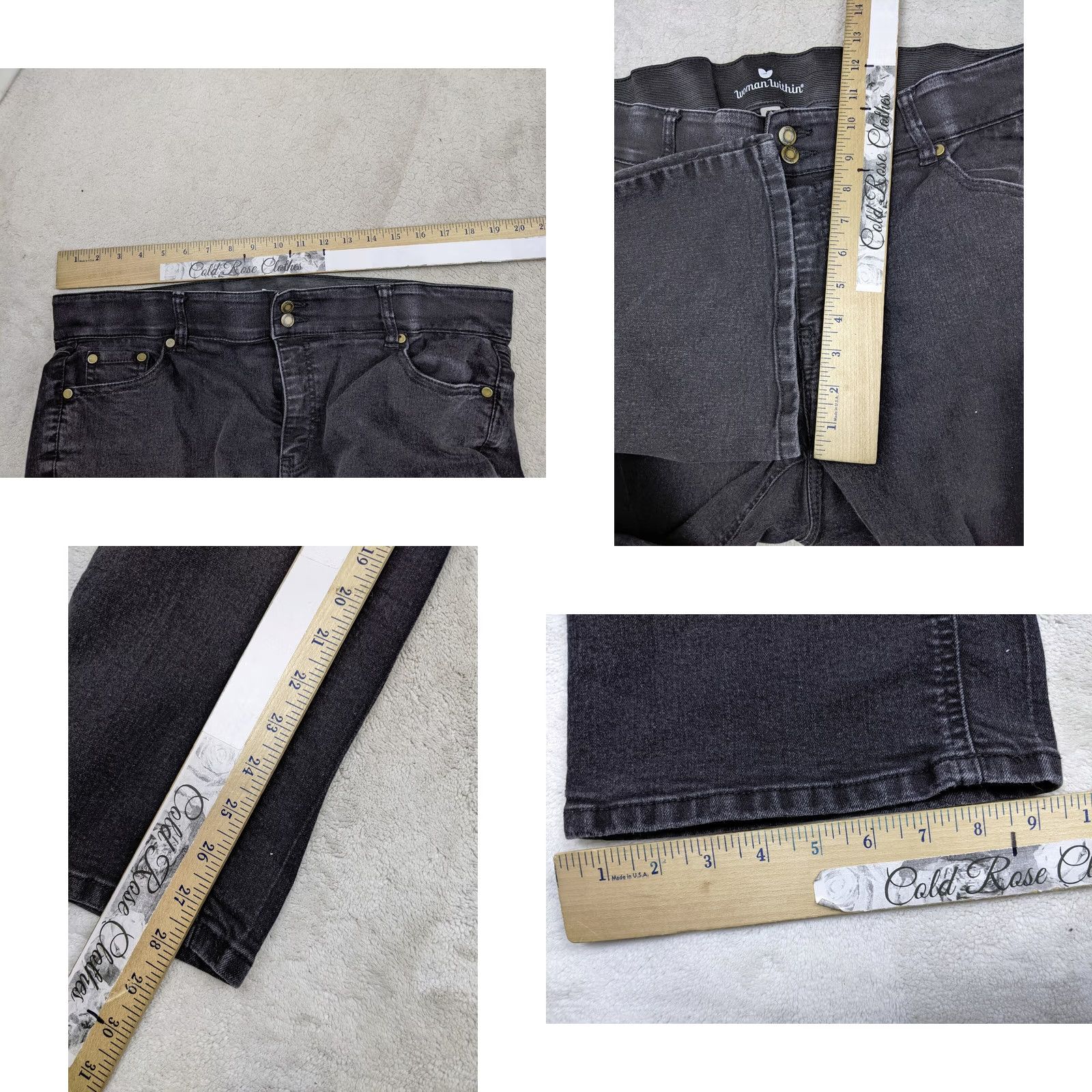 Vintage Woman Within Womens Plus Petite 16WP Black Jeans Bootcut Elastic Waistband Size 26" / US 2 / IT 38 - 8 Thumbnail