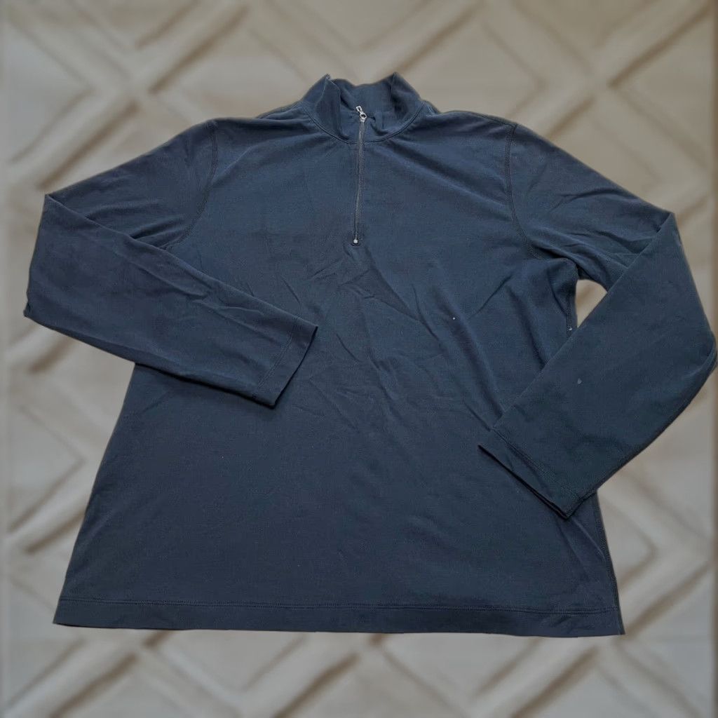 Lands' End Lands' End Ladies 1/4 Zip Pullover Jacket Womens Large 14-16 Navy Blue Solid Shirt Womens L Navy 1/4 Zip Jacket Size L / US 10 / IT 46 - 1 Thumbnail