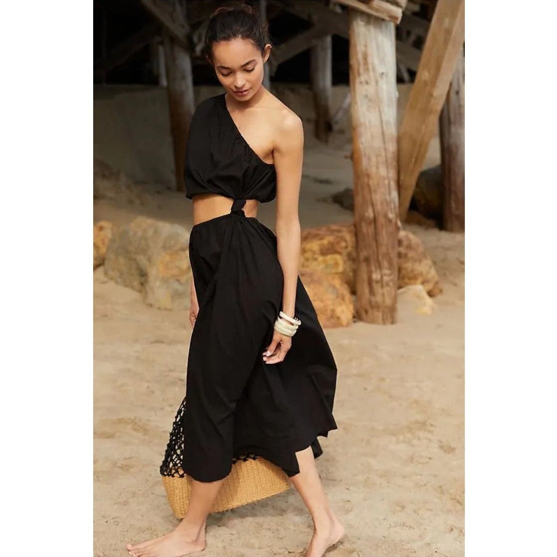 New Anthropologie Stateside One-Shoulder Twist Maxi Dress