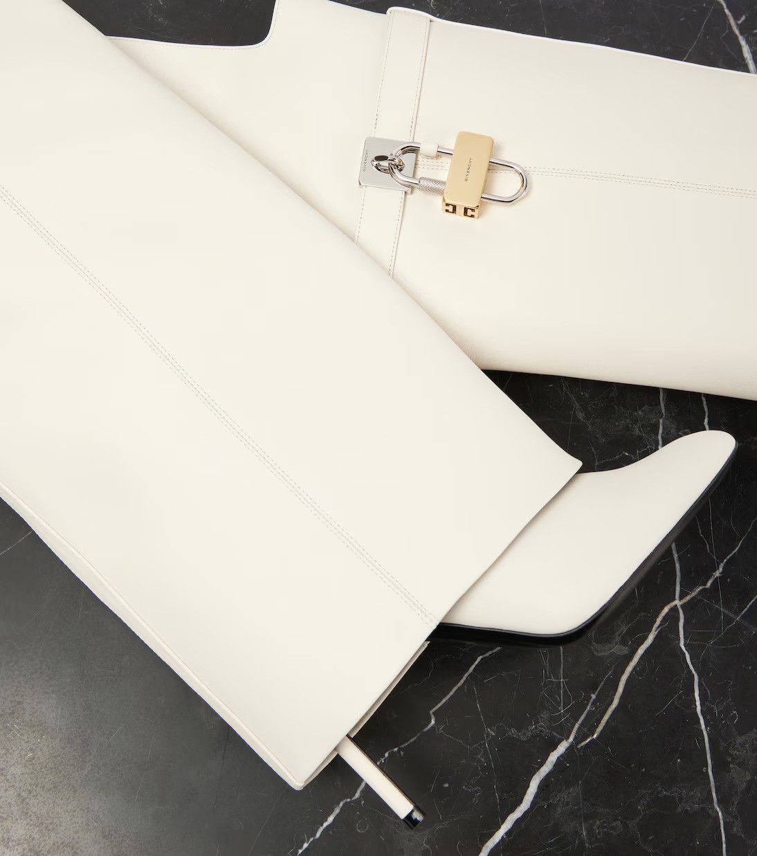 Givenchy o1lv12m0526 Shark Lock Stiletto over-the-knee boots in White Size US 12 / IT 42 - 5 Thumbnail