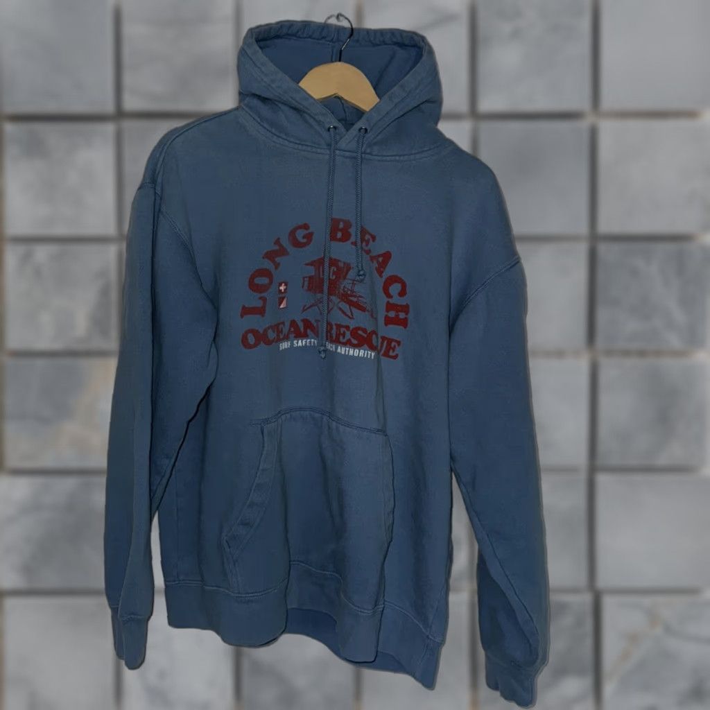 Mossimo VINTAGE Mossimo Hoodie Blue Large Mens Pullover Beach Surfing Ocean Rescue 23x25 - Size US L / EU 52-54 / 3 - 1 Thumbnail