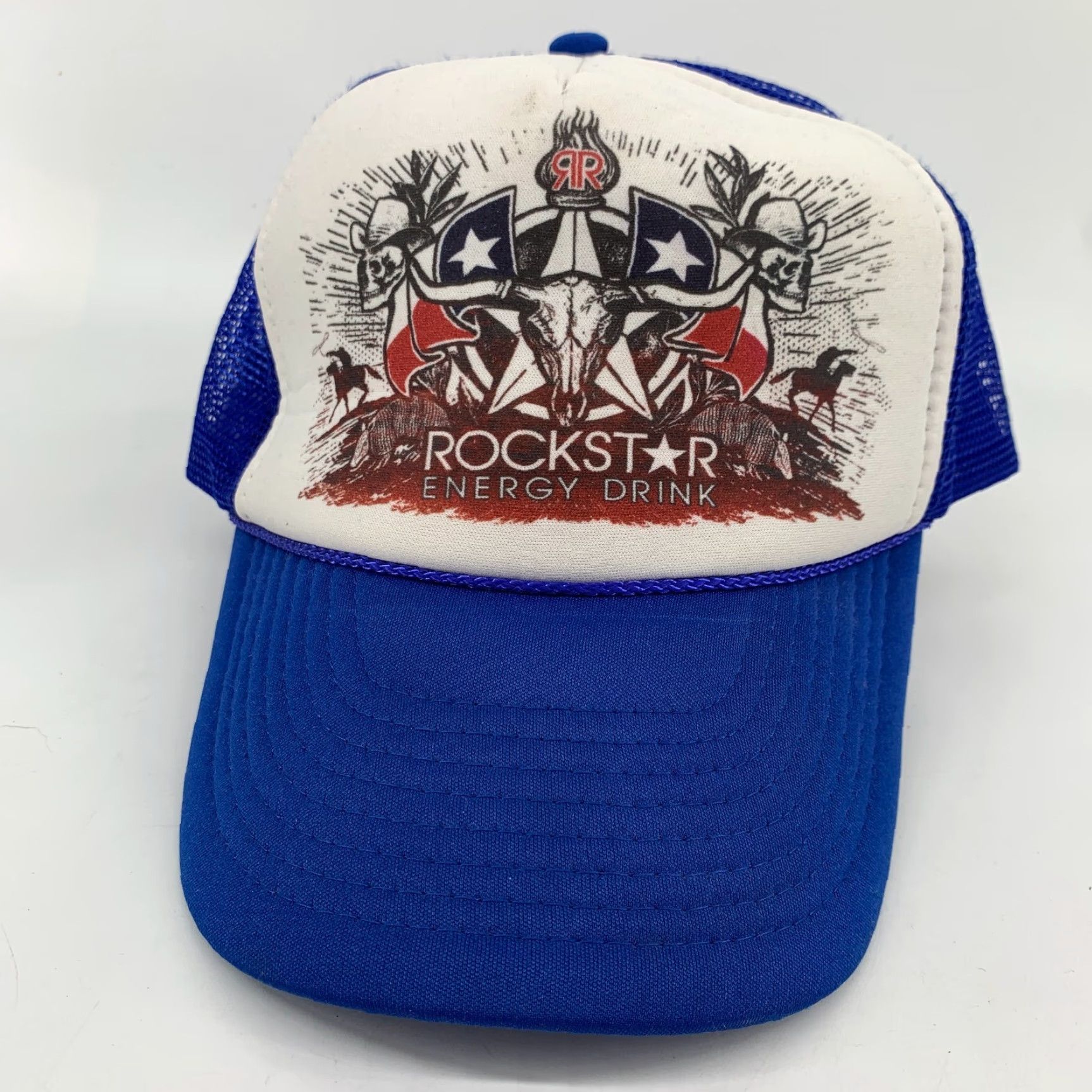 Vintage Nissun Rockstar Energy Drink Cap Adjustable Trucker Hat Men's Blue White Size ONE SIZE - 2 Thumbnail