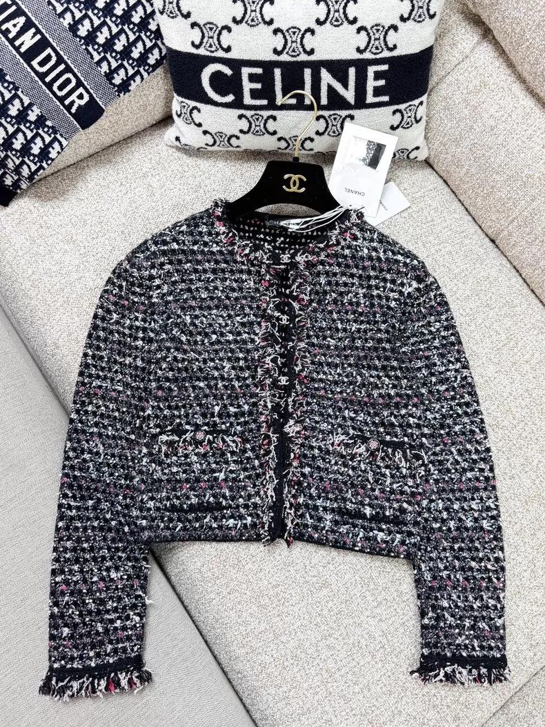 Chanel Chanel 24B black mixed color long-sleeved short knitted ca Size XXS / US 00 / IT 34 - 2 Thumbnail