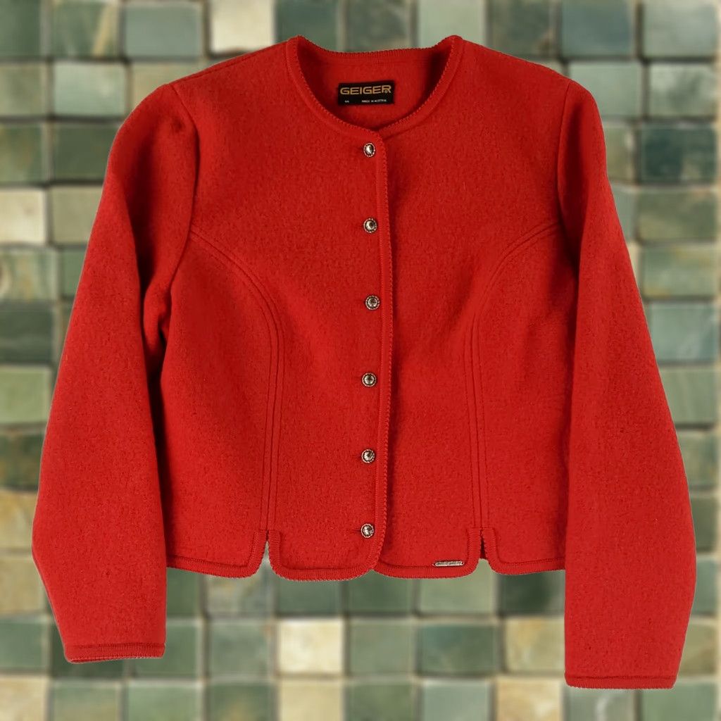 Vintage Geiger Blazer Wool Red Made Austria Button Up Womens EU 44 US 34 Jacket Size M / US 6-8 / IT 42-44 - 1 Thumbnail