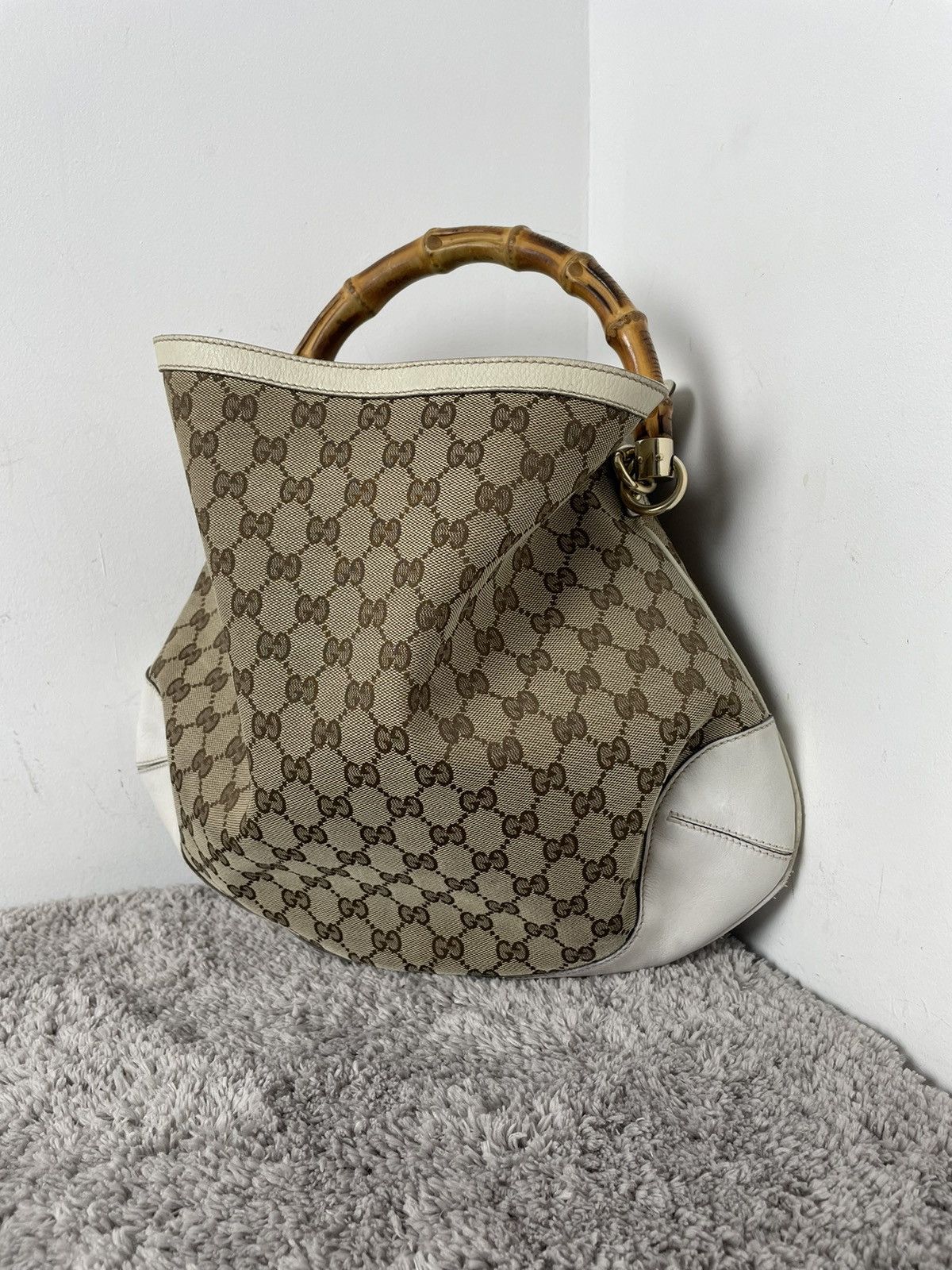 Gucci Gucci Monogram Peggy Bamboo Top Handle Medium Shoulder Bag Size ONE SIZE - 2 Thumbnail