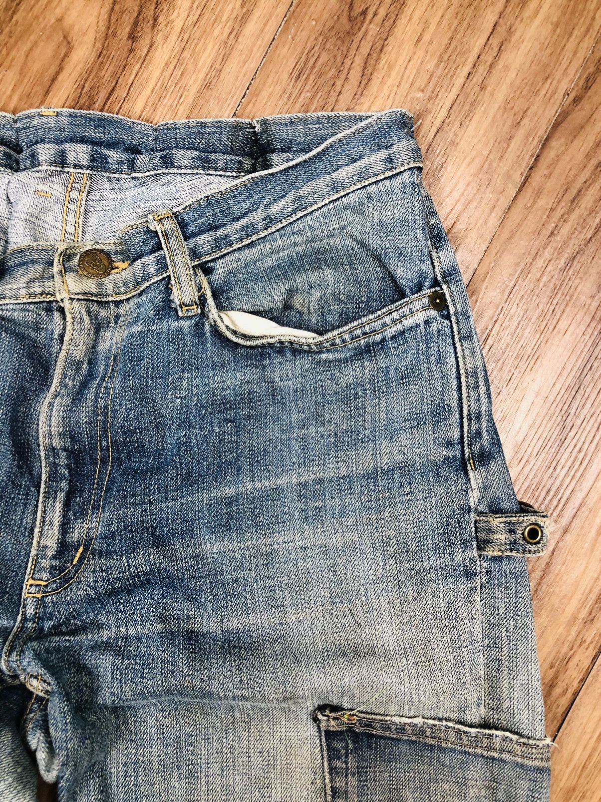 If Six Was Nine 90s Workwear Style Cargo Jeans Skull Button (38) Size US 30 / EU 46 - 6 Thumbnail
