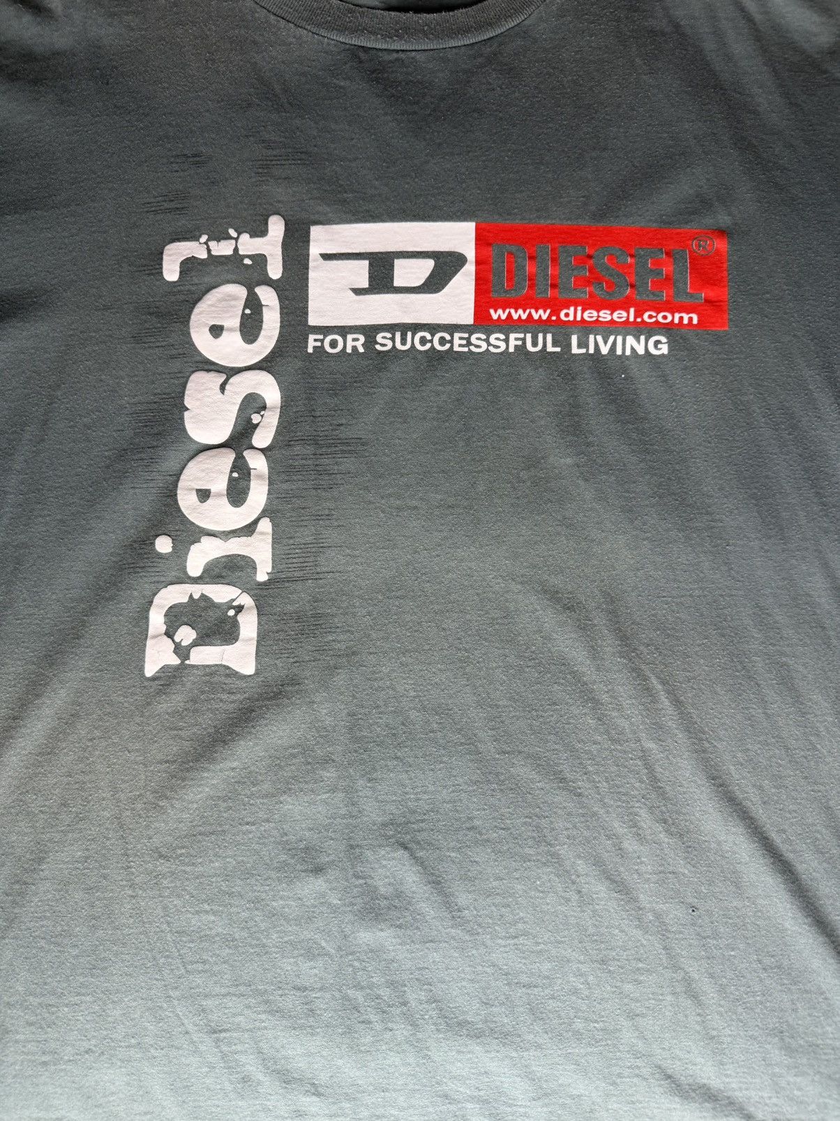Diesel Diesel Vintage Grey-Green Grapic Tee Size US XXL / EU 58 / 5 - 2 Thumbnail