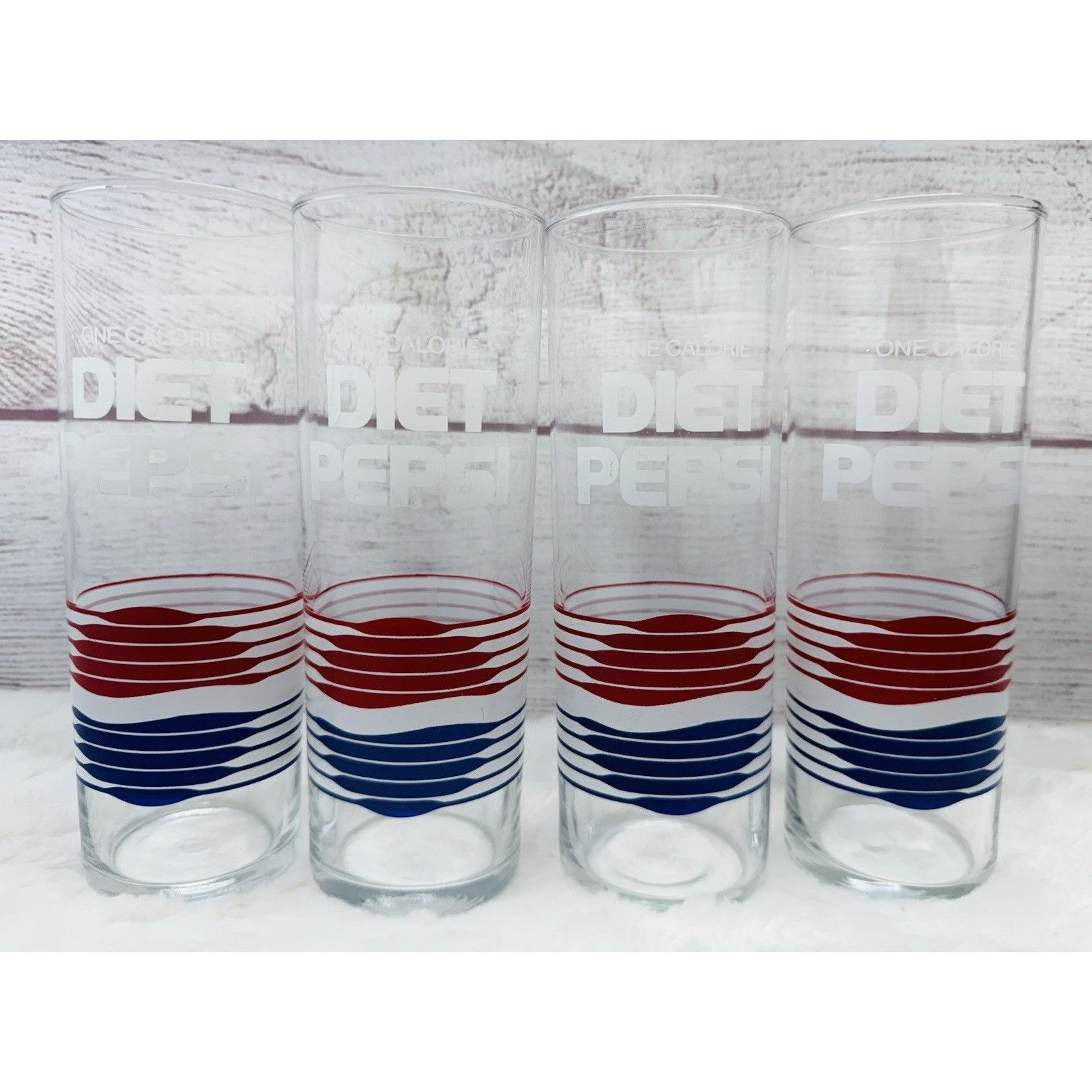 Pepsi Vintage DIET PEPSI One Calorie Logo Tall 7" Glass Tumbler 14 Size ONE SIZE - 4 Thumbnail