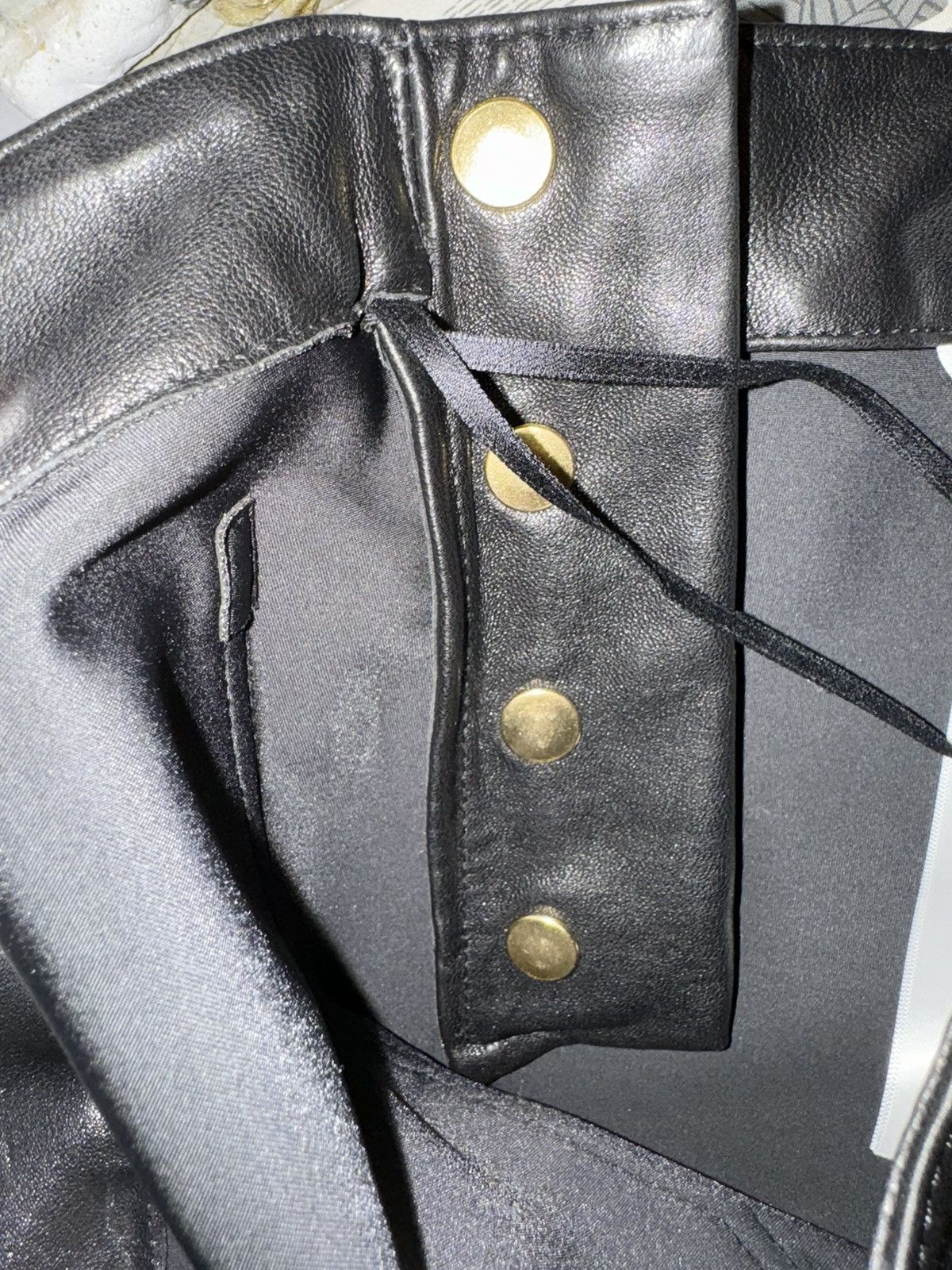 Celine Celine black leather pants, 8 Triomphe gold buttons, size M Size 27" / US 4 / IT 40 - 12 Thumbnail