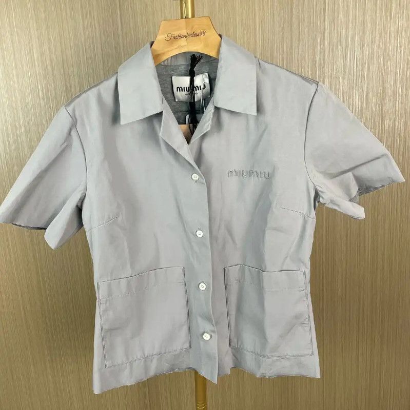Miu Miu Miu Miu Gray Cotton Women's Shirt 0089 Size M / US 6-8 / IT 42-44 - 1 Thumbnail