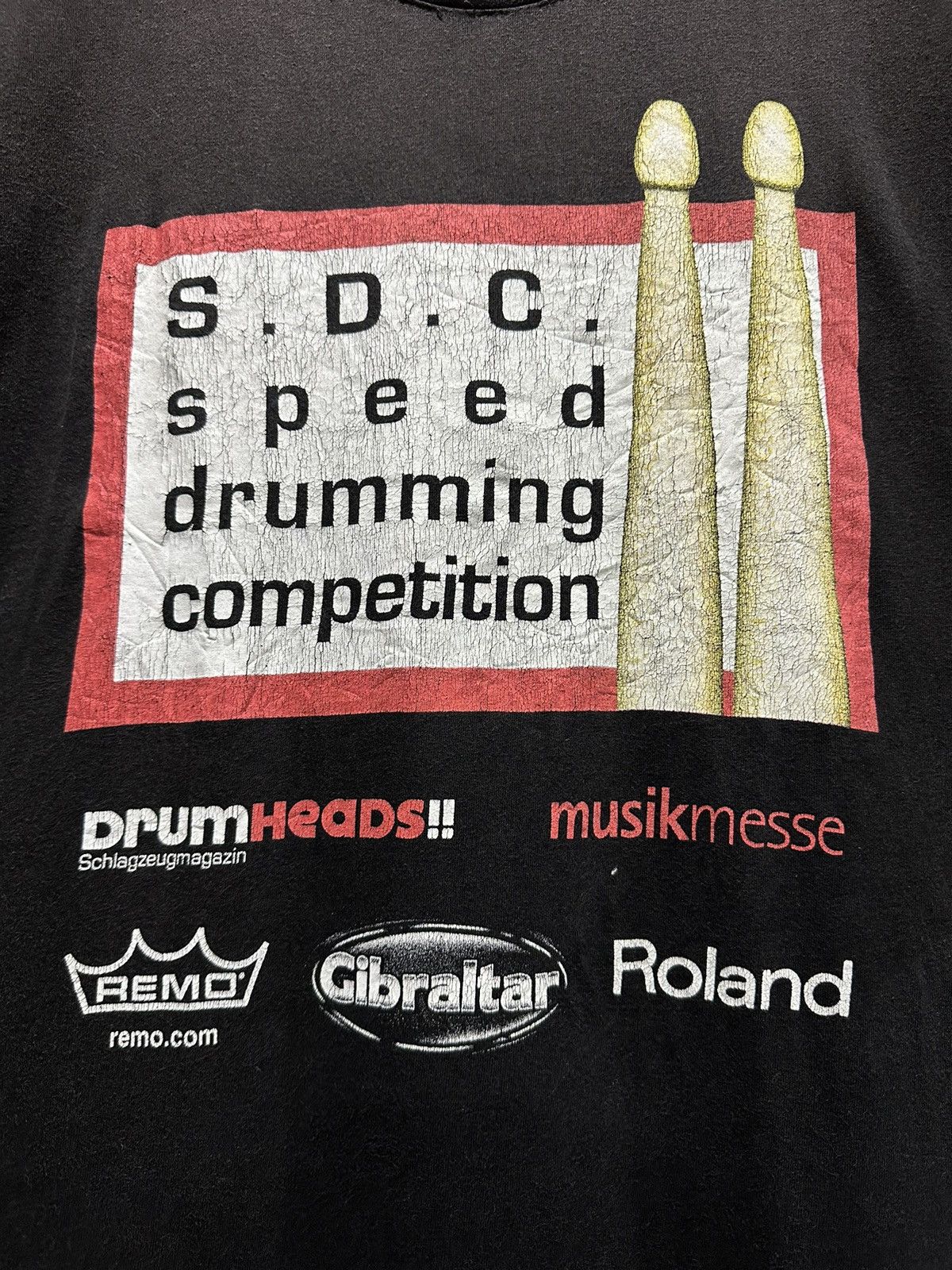 Band Tees × Vintage Vintage 90s SDC Speed Drumming Competition Sun Faded Tee Size US XL / EU 56 / 4 - 2 Thumbnail