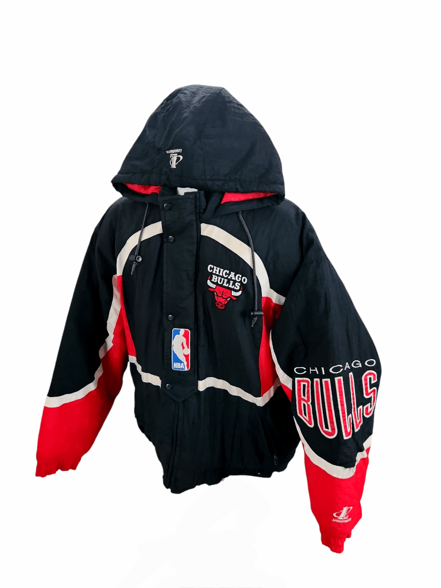 Logo Athletic × Vintage Vintage 90s Chicago Bulls Jacket Puffer Hooded Logo Athletic Size US XL / EU 56 / 4 - 2 Thumbnail