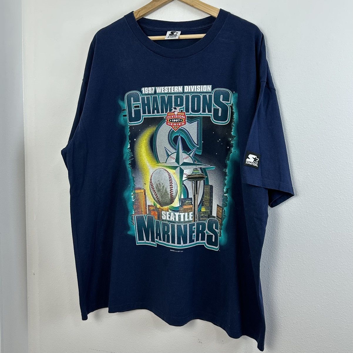 MLB × Starter × Vintage Vintage Seattle Mariners T Shirt 1997 Division Champions Size US XL / EU 56 / 4 - 2 Thumbnail