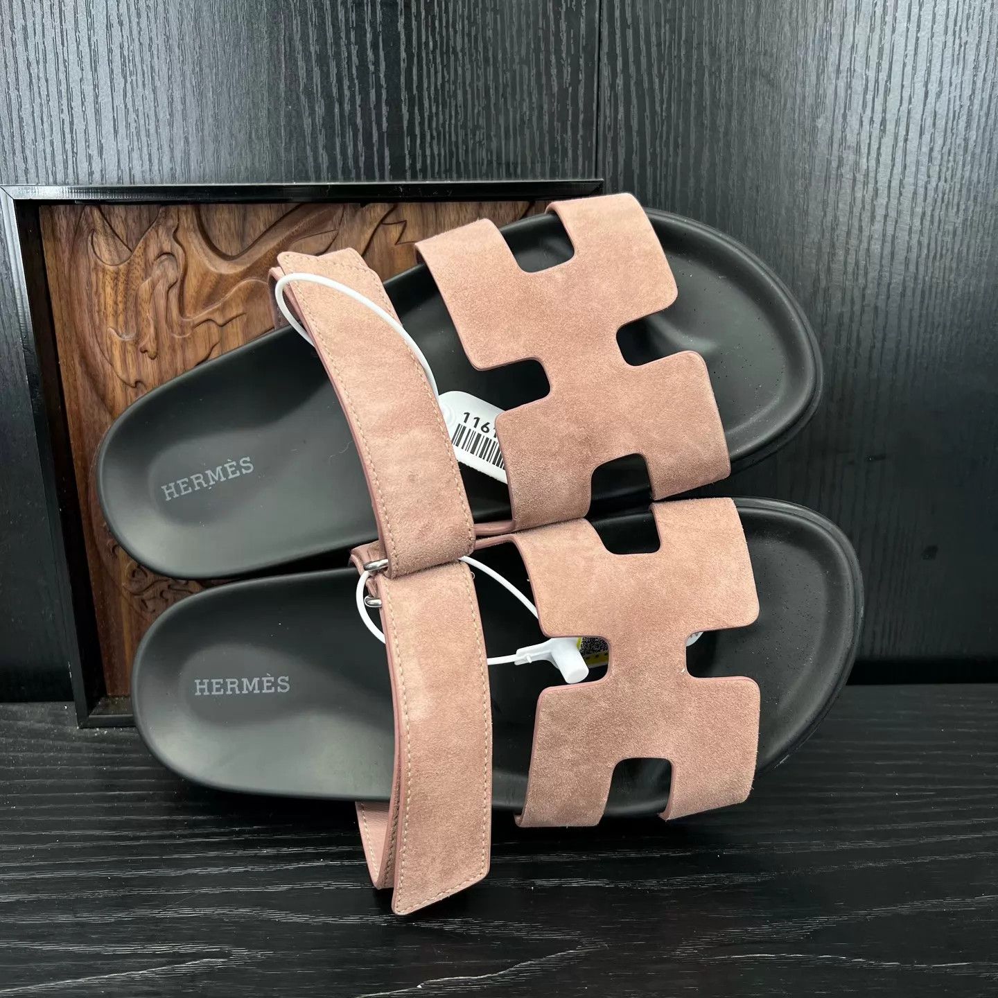 Hermes Hermès Chypre Black & Pink Shoes 38 Size US 7.5 / IT 37.5 - 8 Thumbnail