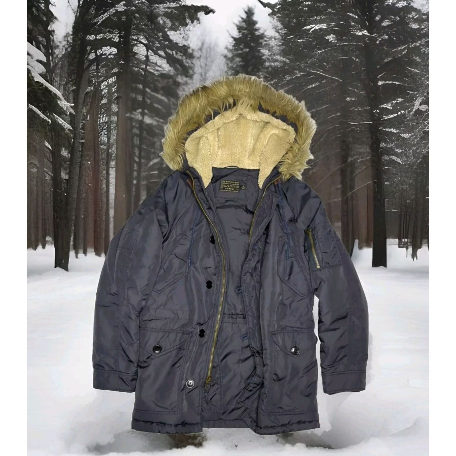 J.Crew J Crew N3B Military Parka Jacket Coat Mens Small Fur Navy Size US S / EU 44-46 / 1 - 2 Thumbnail