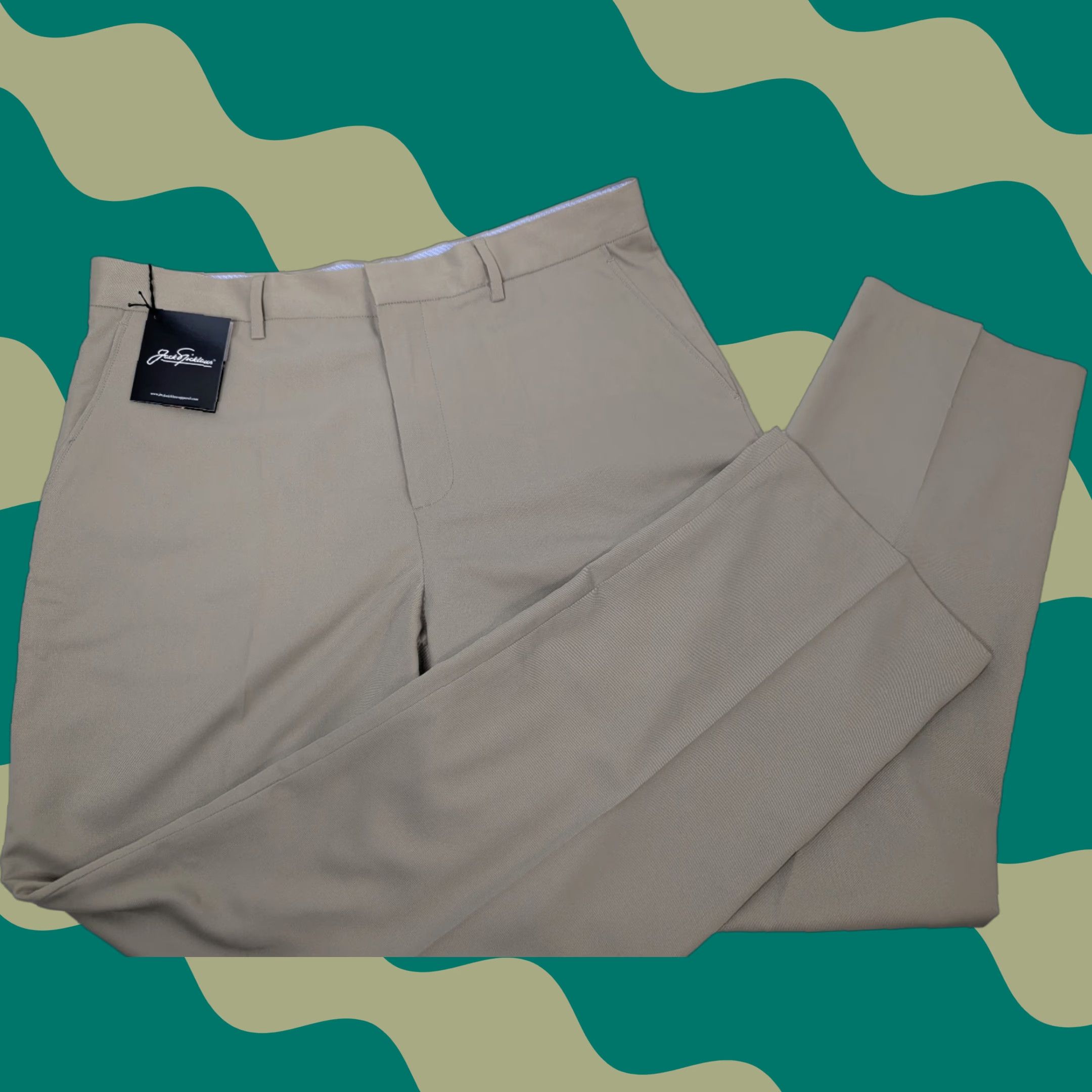 Vintage NWT Jack Nicklaus Performance Men's Khakis Taupe Pleated Golf Dress Pants 36W Regular Inseam 32" Size US 36 / EU 52 - 1 Thumbnail