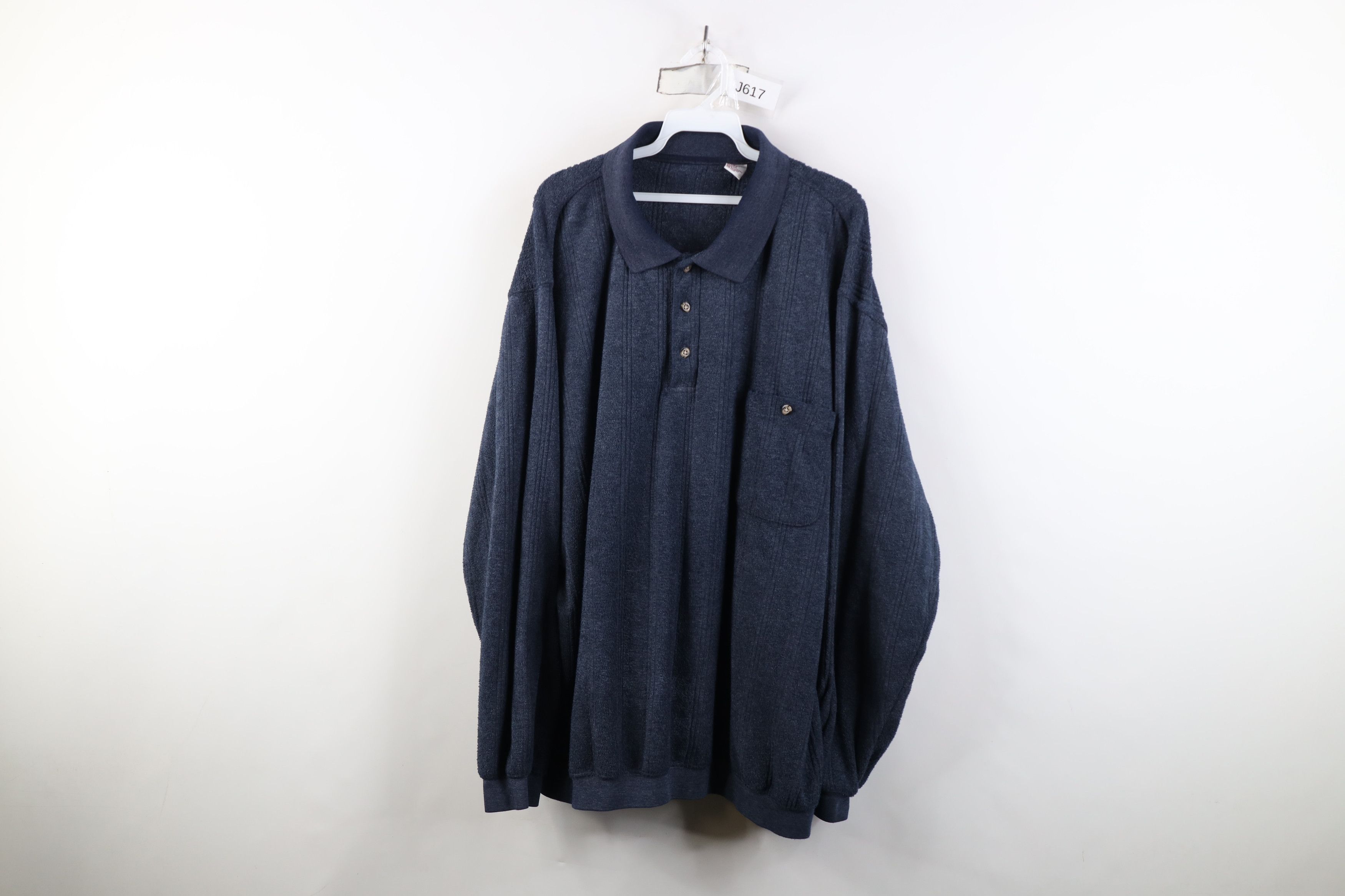 Vintage Vintage 90s Streetwear Terry Cloth Fleece Collared Sweater Size US XXL / EU 58 / 5 - 1 Thumbnail