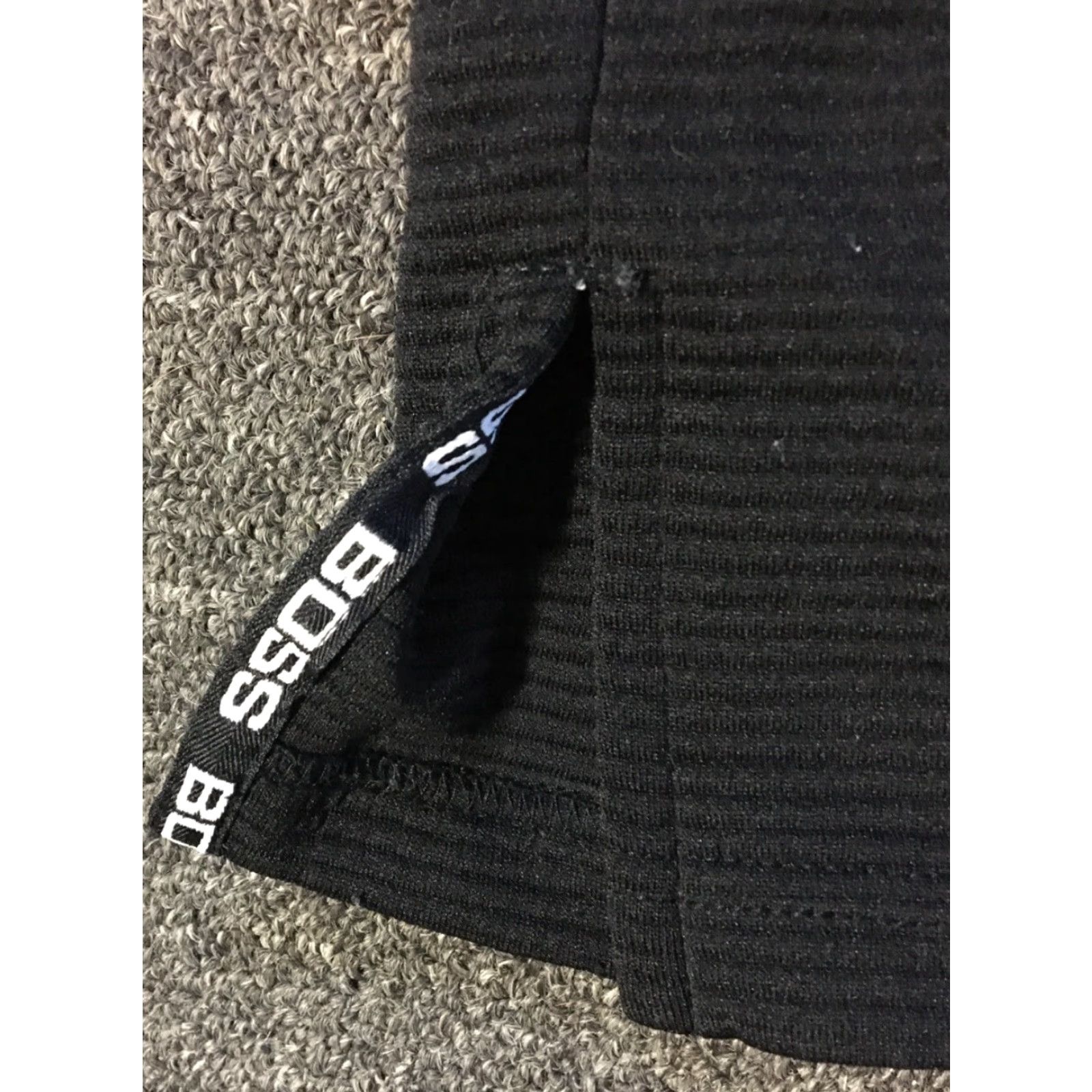 Hugo Boss VINTAGE Hugo Boss Ribbed Spellout 1/4 Zip Polo Shirt XL Black Men's Shirt 90s Hip Hop Designer BOSS 1/4 Zip Polo Shirt XL Black Size US XL / EU 56 / 4 - 3 Thumbnail
