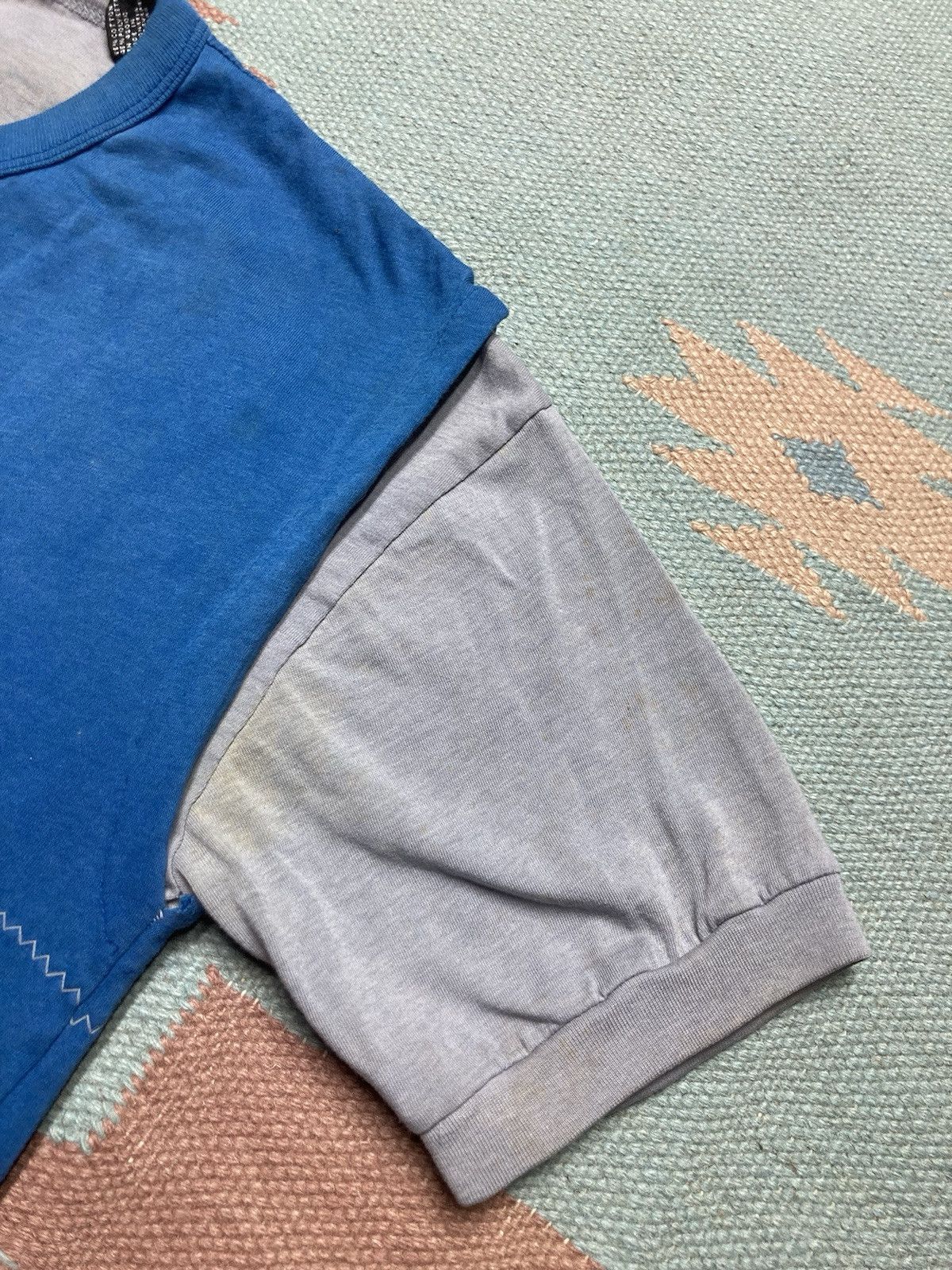 Vintage Vtg 70s t shirt henley soft two tone blue gray large boxy Size US L / EU 52-54 / 3 - 4 Thumbnail