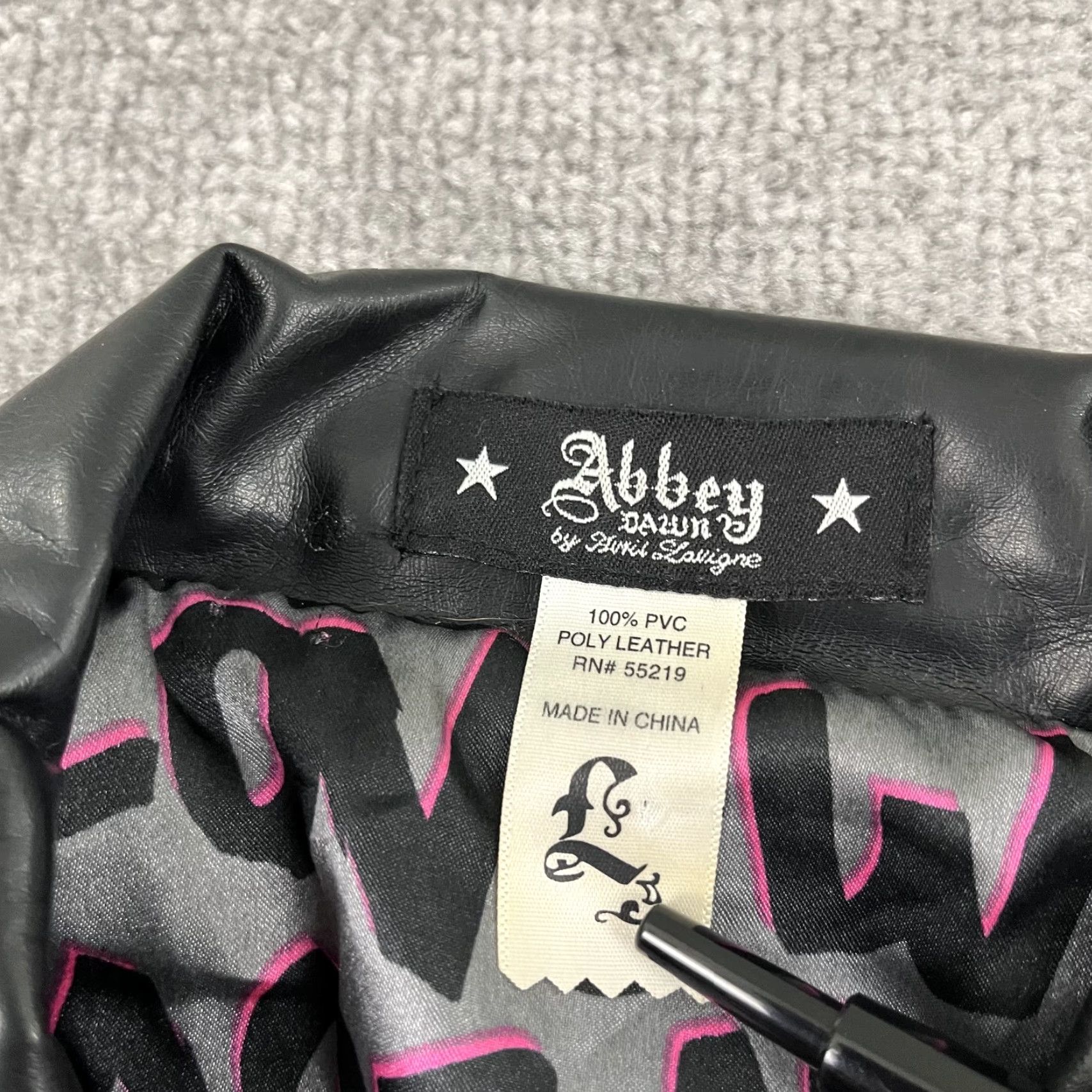 Vintage Abbey Dawn by Avril Lavigne Jacket Large Juniors 100% PVC Poly Leather Zip Moto Size L / US 10 / IT 46 - 2 Thumbnail