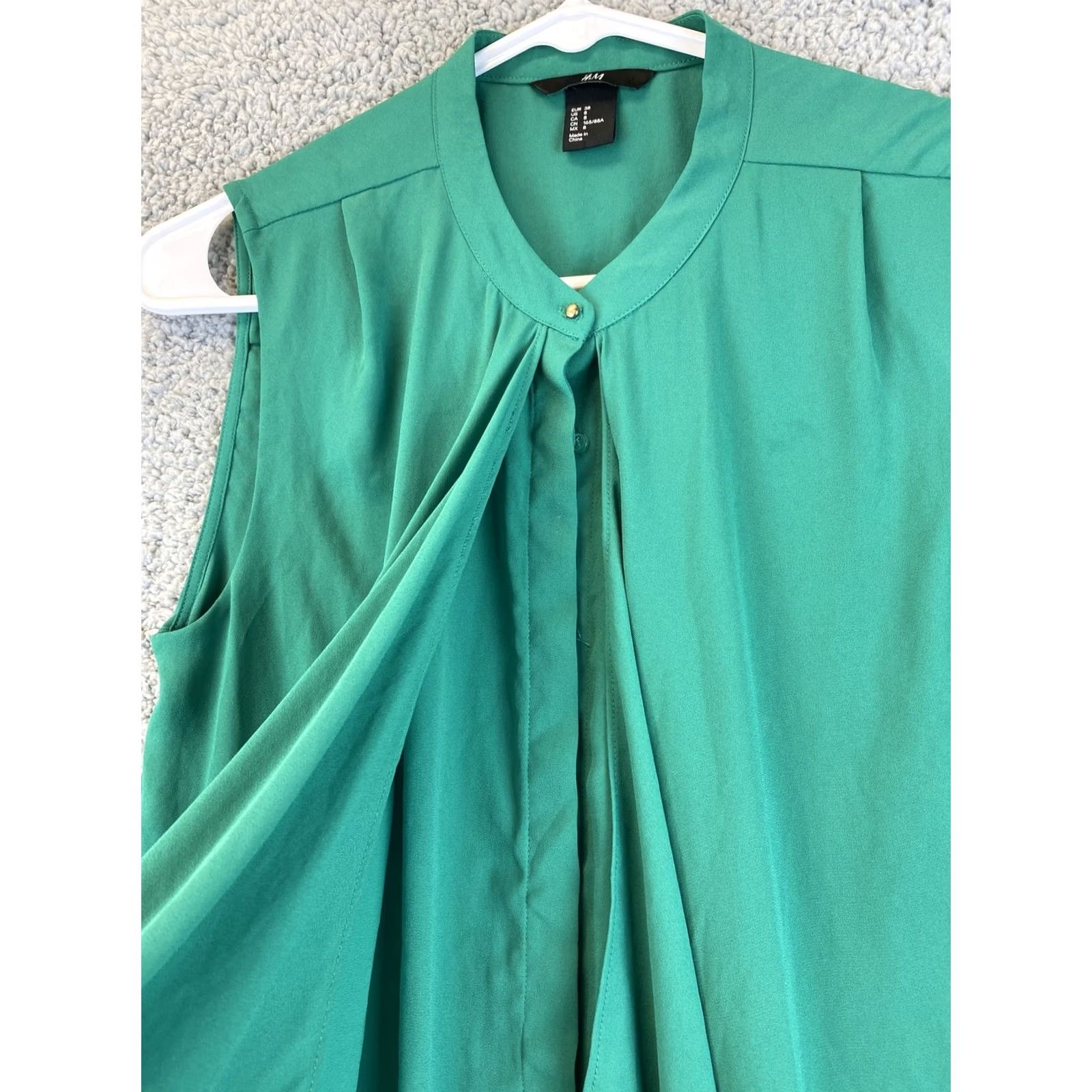 H&M H&M Women's Blouse Shirt Green Sleeveless Tank Knit Round Neck Casual Loose Regular Size 8 Everyday Top Boys Girls Mens Womens Size M / US 6-8 / IT 42-44 - 7 Thumbnail