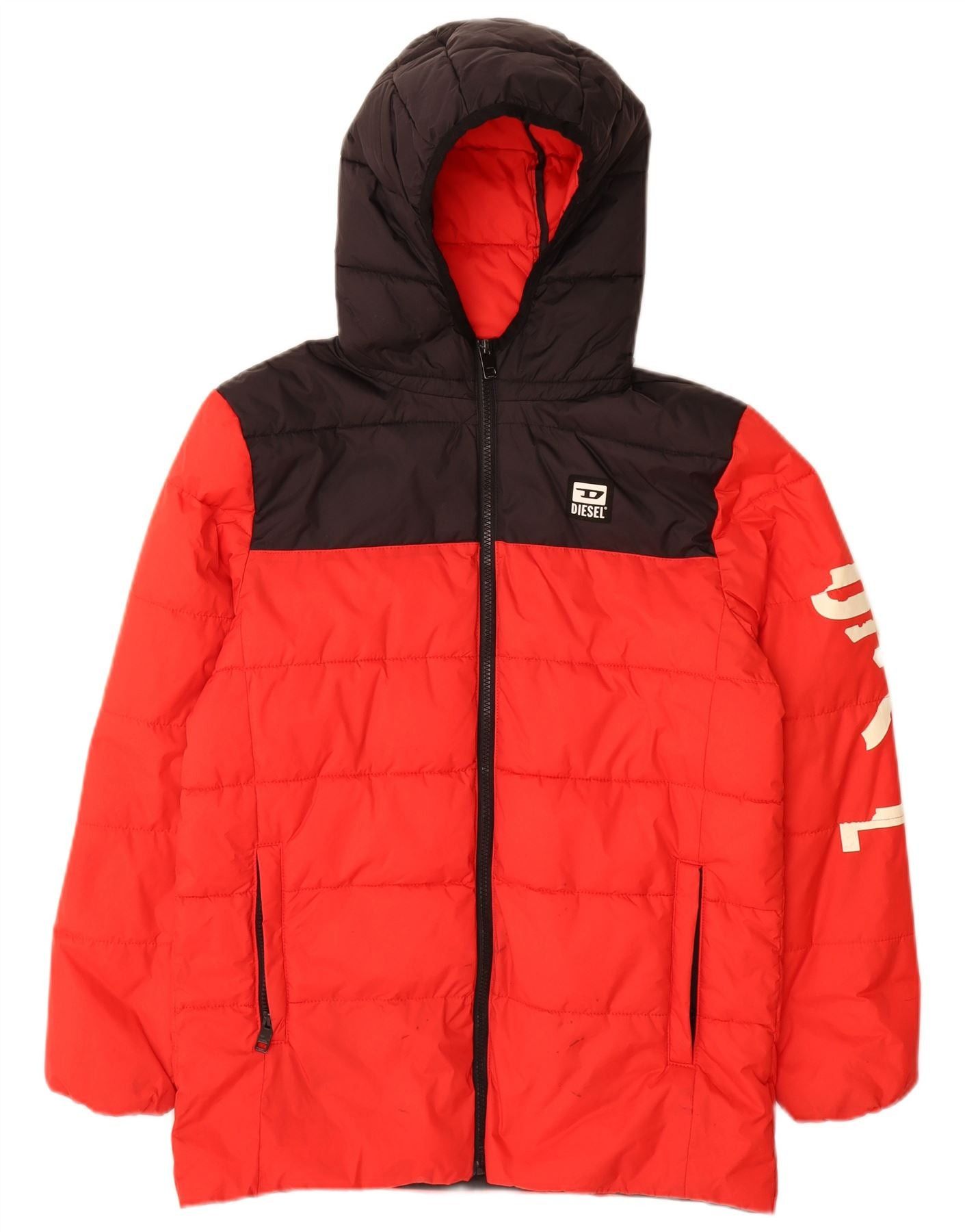 Diesel Boys Graphic Hooded Padded Jacket 11-12 Years Red Colourbloc Size M / US 6-8 / IT 42-44 - 1 Thumbnail