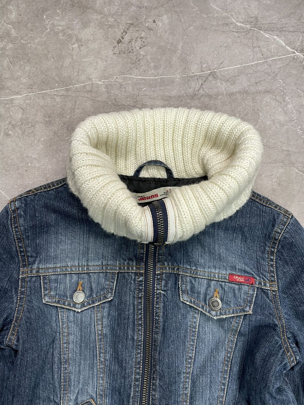 Miss Sixty Only denim jacket with knit sleeves Y2K grunge hybrid Size M / US 6-8 / IT 42-44 - 6 Thumbnail
