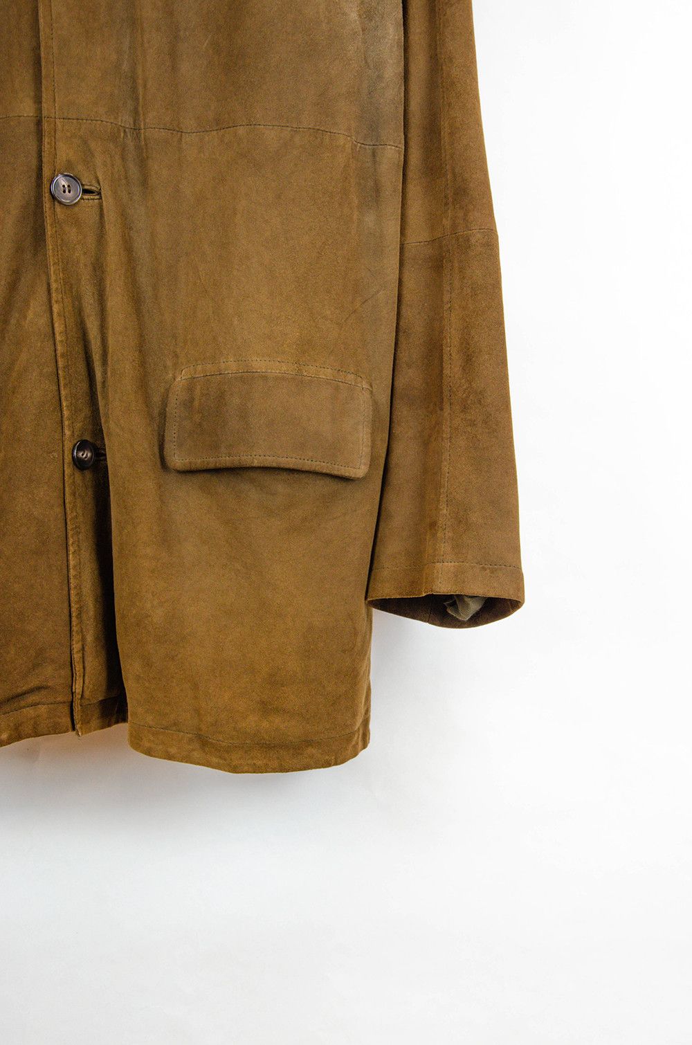 Leonardo Vintage Suede Leather Car Coat Brown EU 52