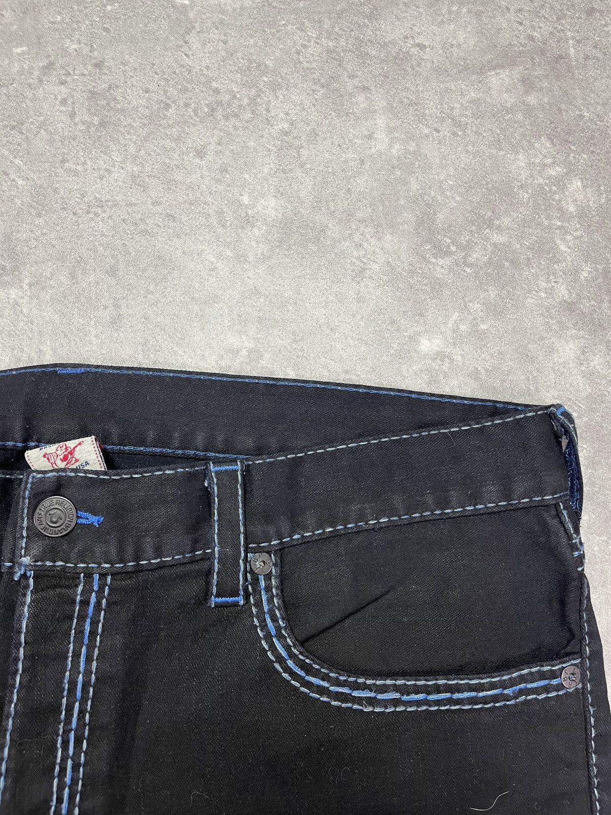 True Religion True Religion Slim Black / Blue Stitch Flaps Denim Jeans 40 Size US 40 / EU 56 - 7 Thumbnail