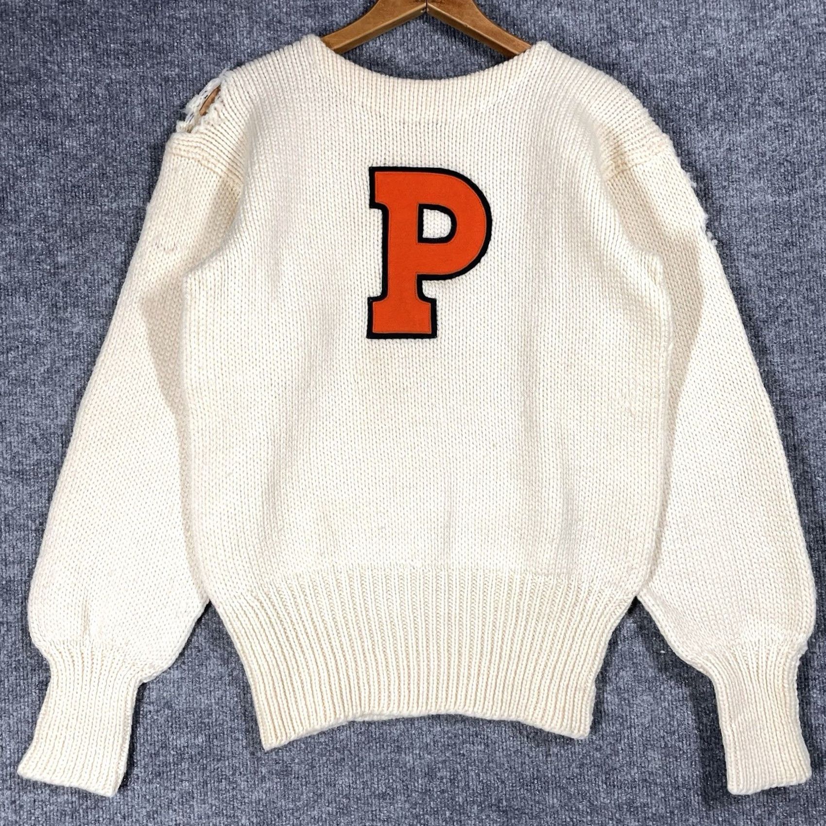 Vintage VINTAGE Princeton University Letterman Sweater Wool 40s Size M Ivory Women's Mens Boys Girls 1940s Decade 1940s Decade Size US M / EU 48-50 / 2 - 2 Thumbnail