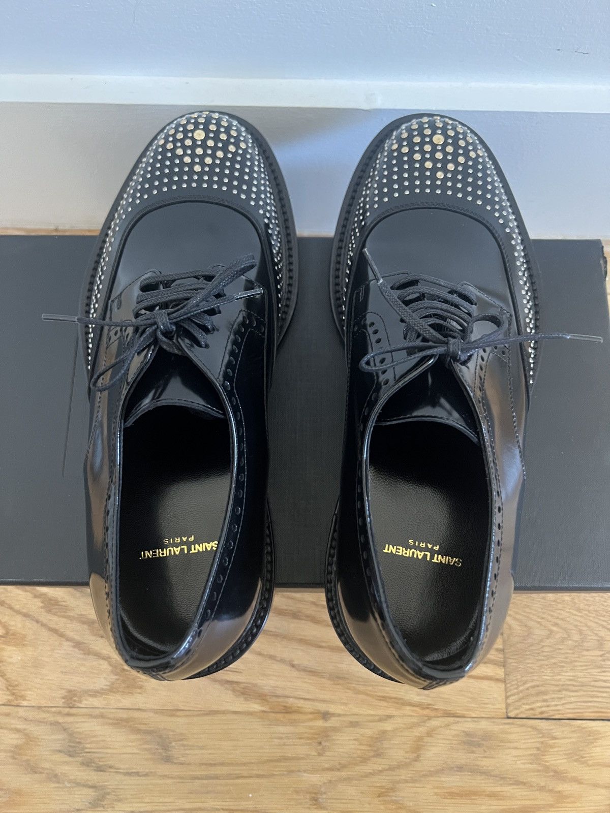 Saint Laurent Paris Men’s black studded dress shoes Size US 7.5 / EU 40-41 - 5 Thumbnail