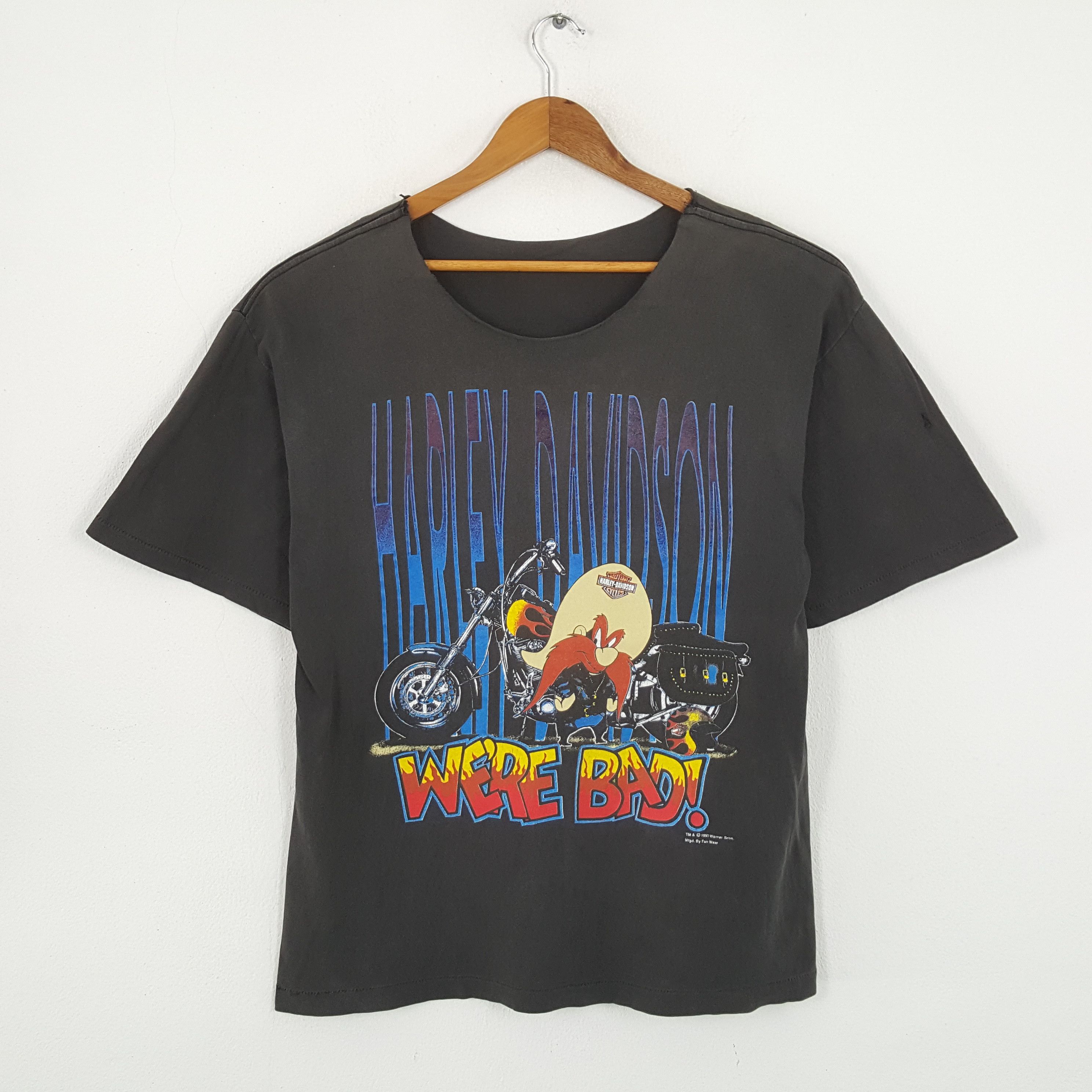Harley Davidson × Vintage × Warner Bros Vintage 90's HARLEY DAVIDSON x Warner Bros Distressed Tees Size US L / EU 52-54 / 3 - 1 Thumbnail