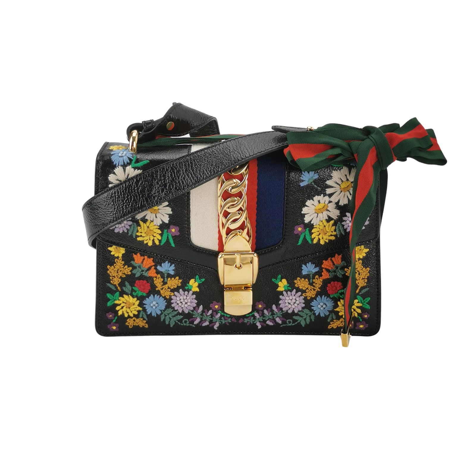 Gucci Gucci Sylvie Floral Embroidery Shoulder Bag Size ONE SIZE - 1 Thumbnail