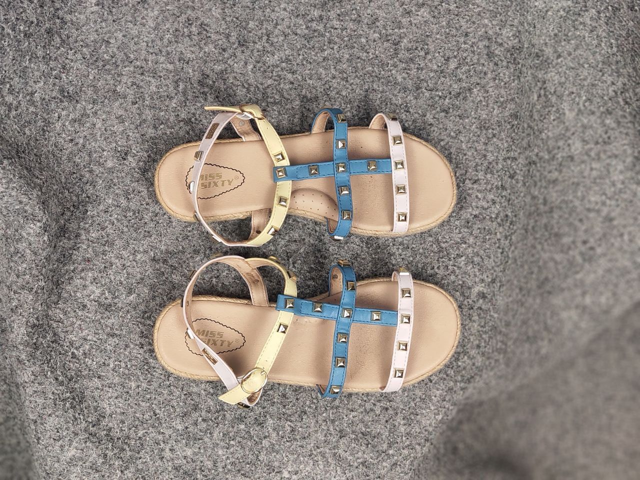 Miss Sixty Miss Sixty Gladiator Sandals Blue Beige Women's Shoes Y2K Size US 7 / IT 37 - 14 Thumbnail