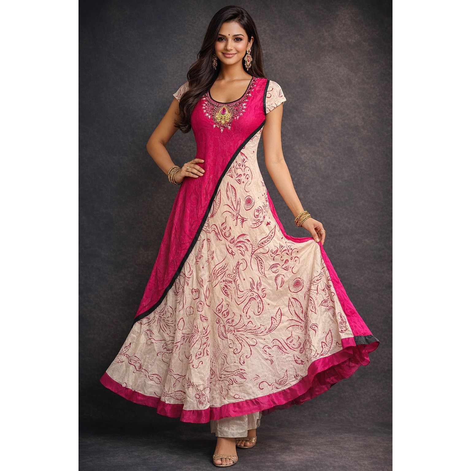 Other TARUNI INDIAN ETHNIC JEWELS PINK & WHITE BLING DRESS SZ L Size L / US 10 / IT 46 - 1 Thumbnail