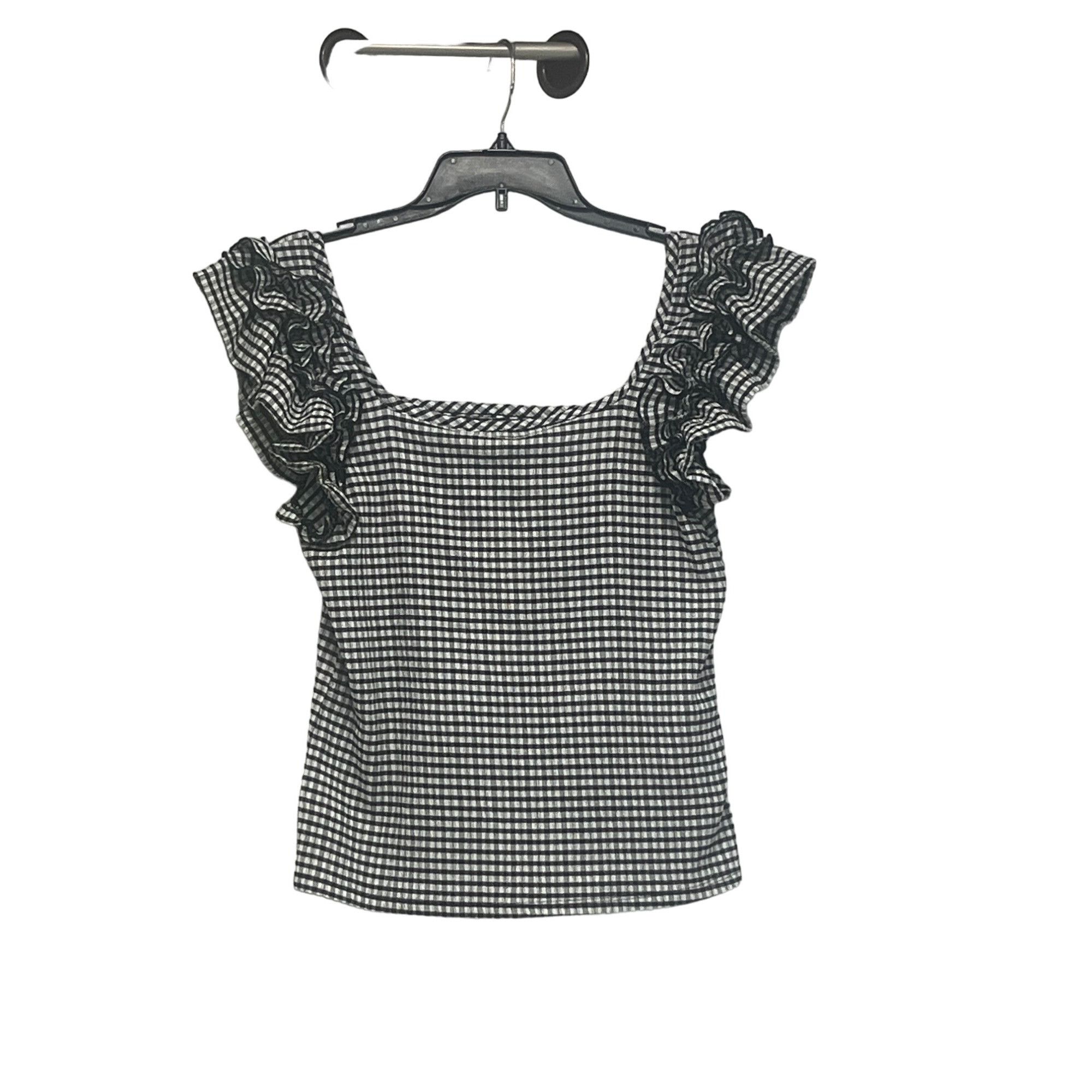 Other Circus NY Anisa Ruffle Shoulder Square Neck Top Black White Size L / US 10 / IT 46 - 11 Thumbnail